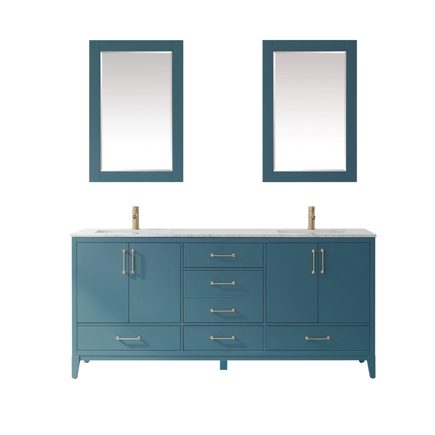 Altair Sutton 72" Double Bathroom Vanity Set in Royal Green and Carrara White Marble Countertop with Mirror 541072-RG-CA - Molaix631112972017Vanity541072-RG-CA