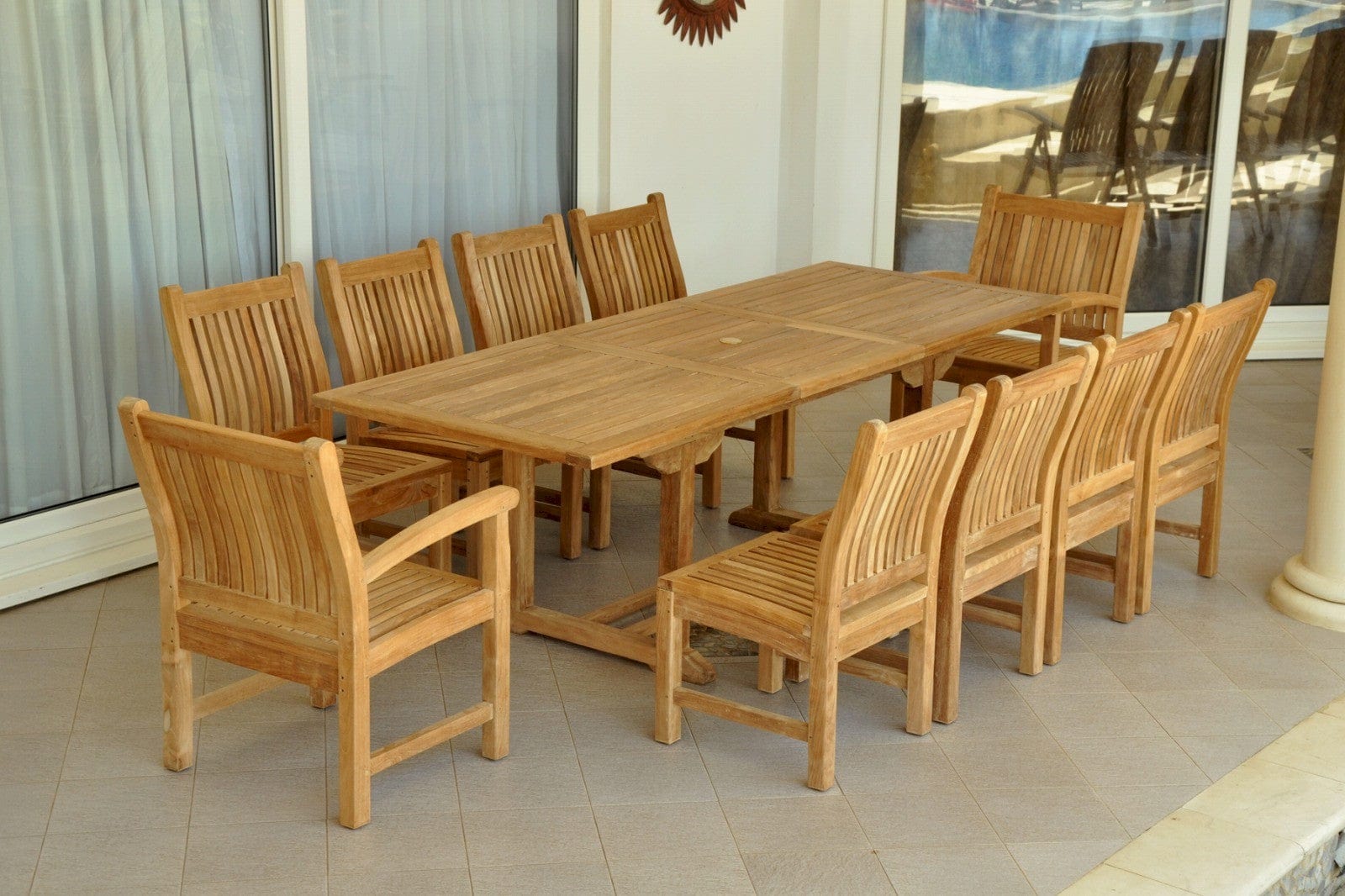 Bahama Sahara 11-Pieces 8' Rectangular Dining Set - Molaix82045294385BahamaSet-88