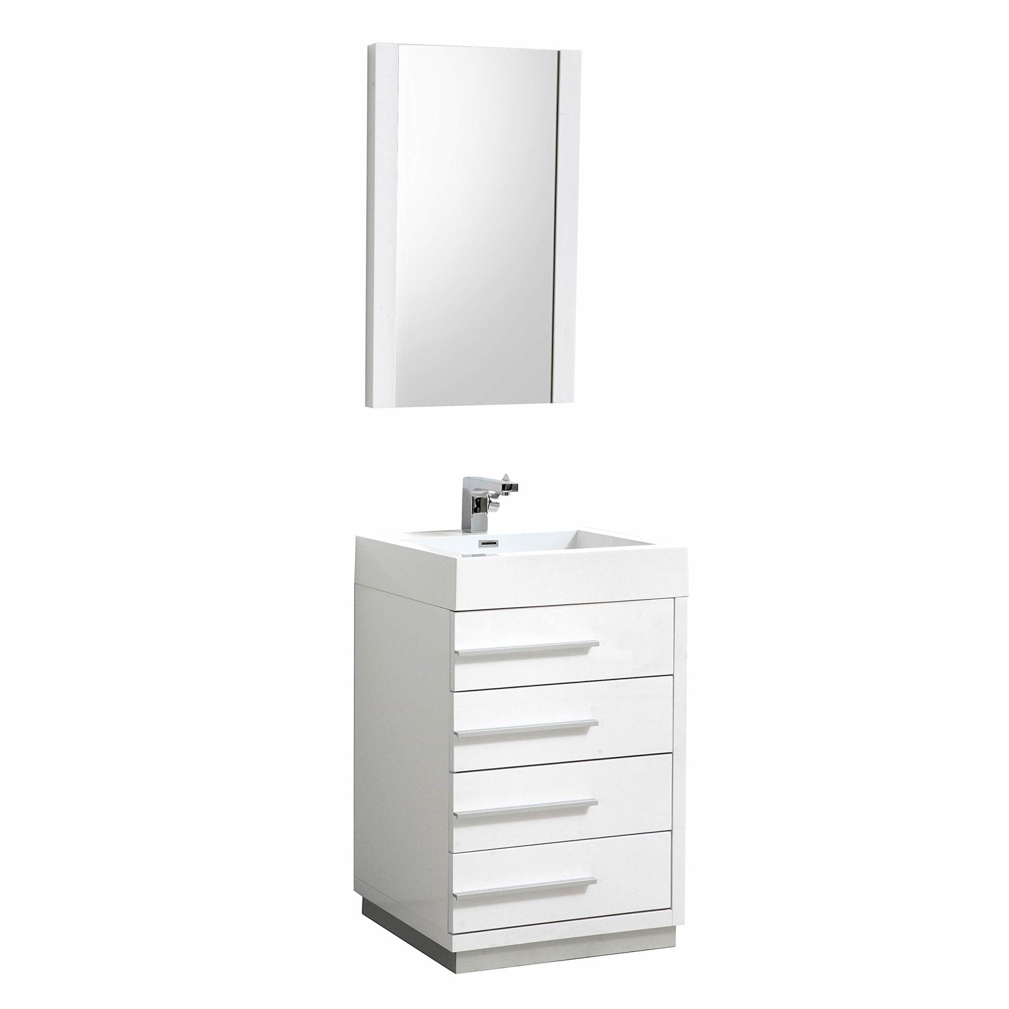 Barcelona - 24 Inch Vanity with Acrylic Sink & Mirror - White - Molaix842708122291Barcelona005 24 01 A M