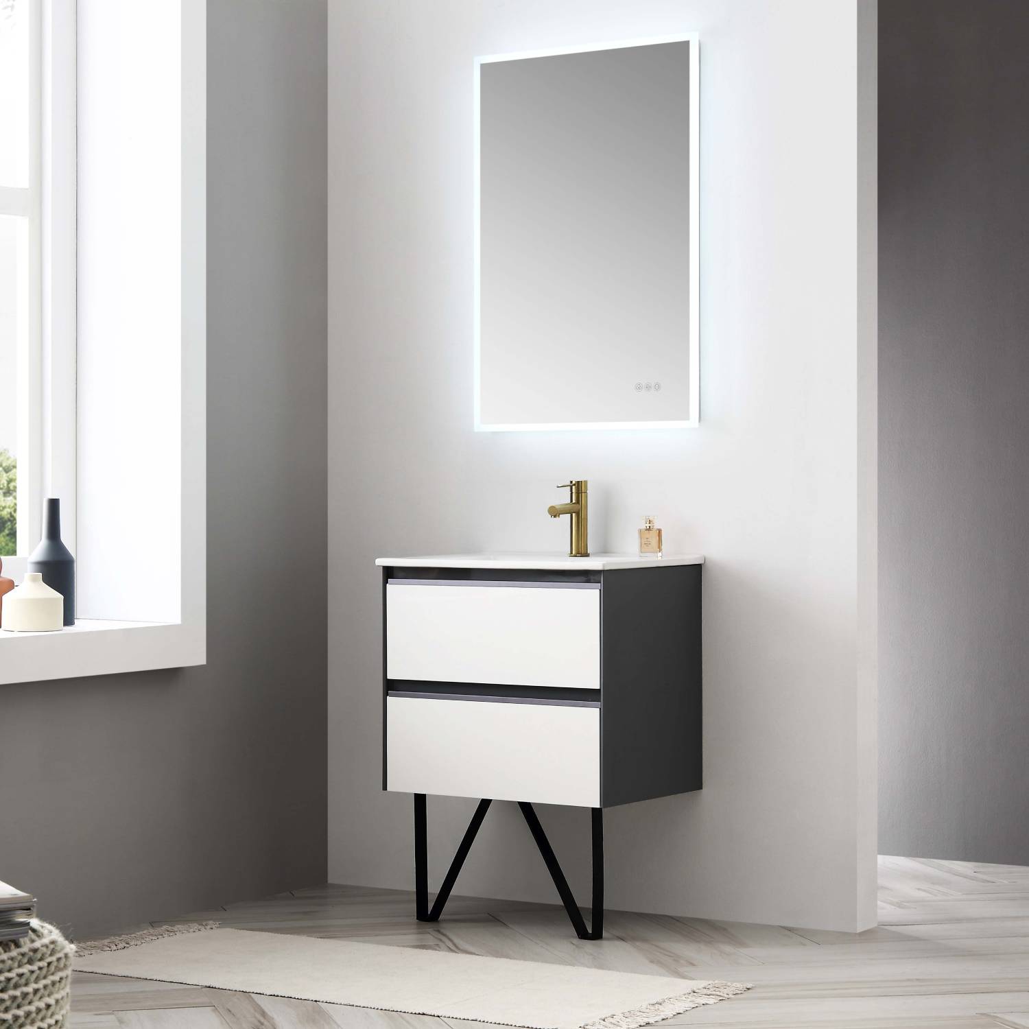 Berlin - 24 Inch Vanity Base Only - White - Molaix842708122628BerlinV8019 24 01