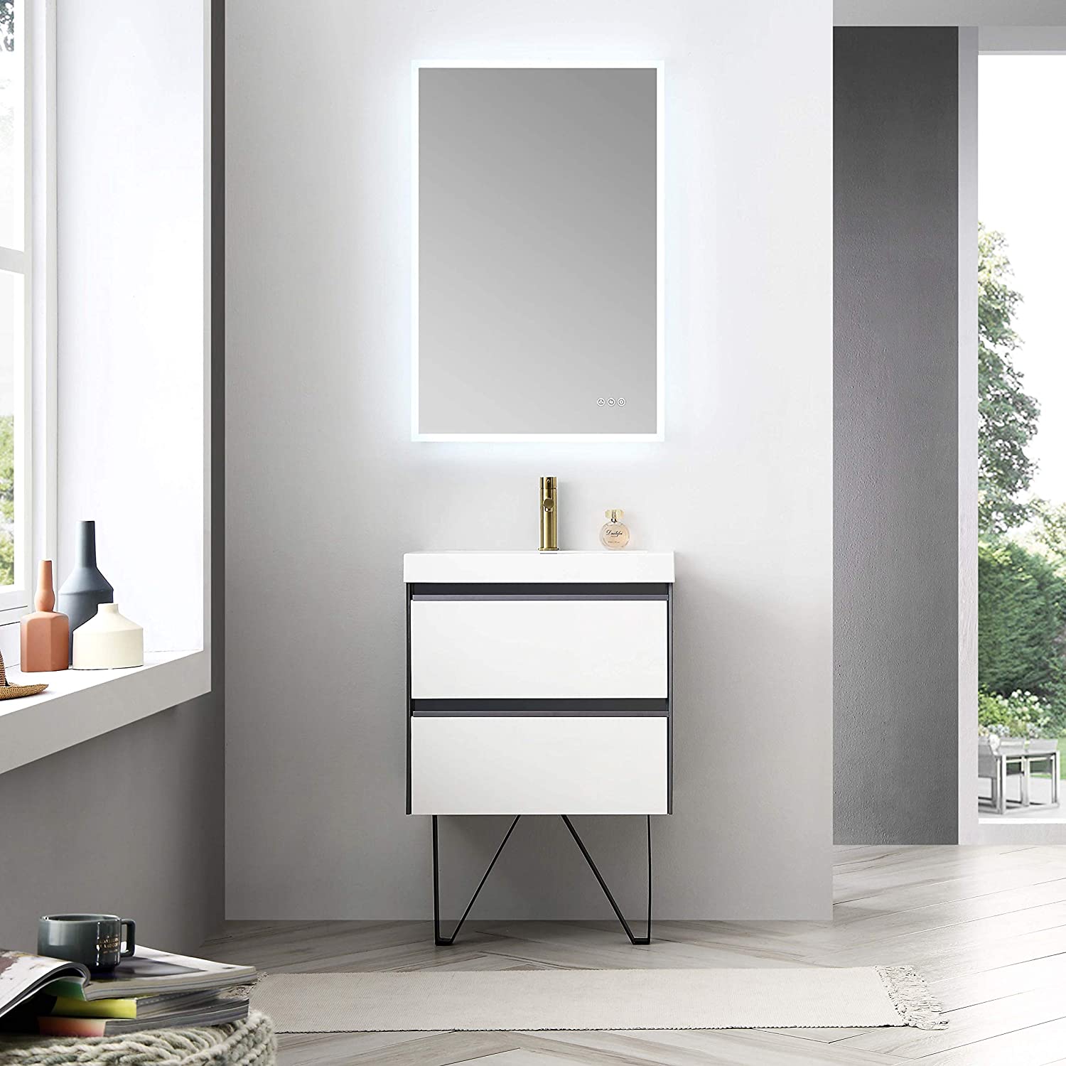 Berlin - 24 Inch Vanity with Acrylic Sink - White - Molaix842708116054Berlin019 24 01 A MT12