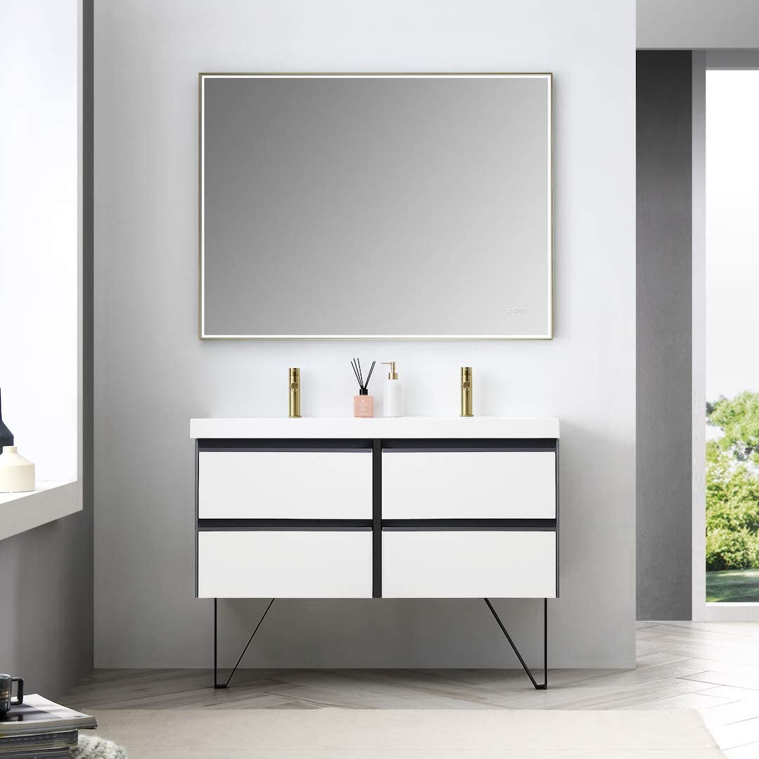 Berlin - 48 Inch Vanity with Acrylic Double Sinks - White - Molaix842708122666Berlin019 48 01 A MT12