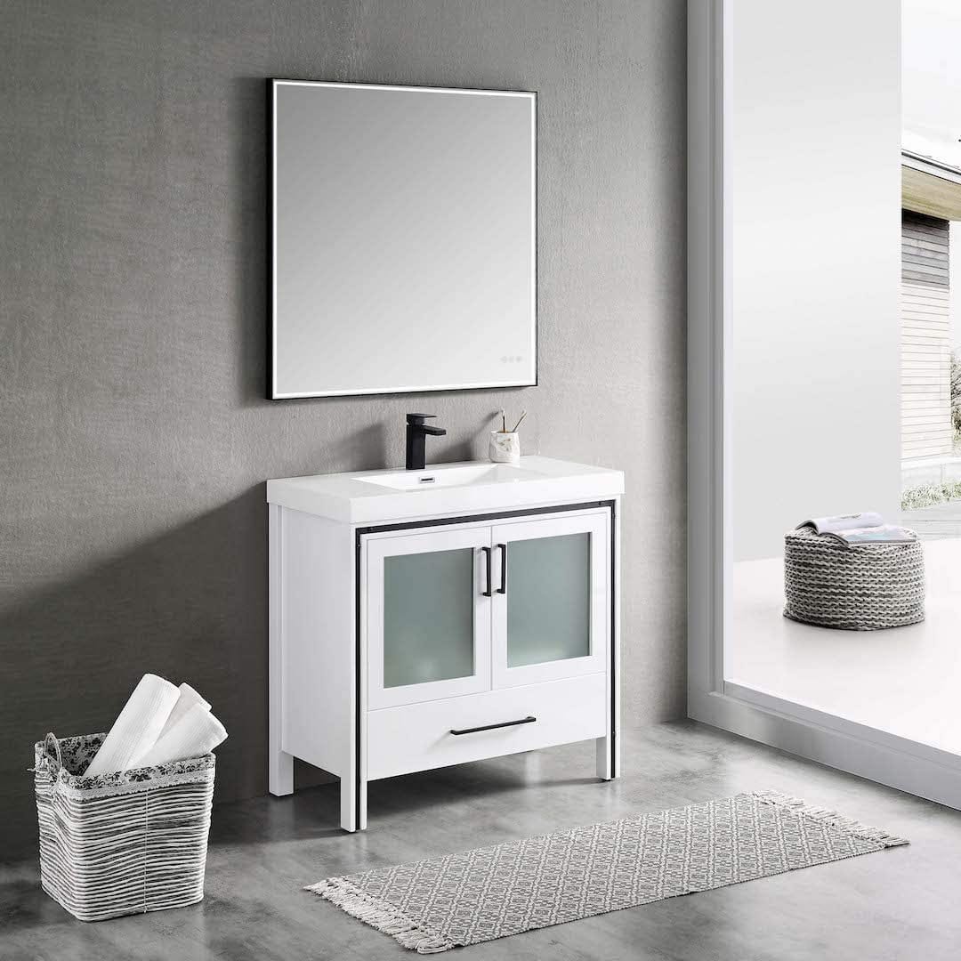 Birmingham - 36 Inch Vanity with Acrylic Sink - White - Molaix842708117198Birmingham024 36 01 A