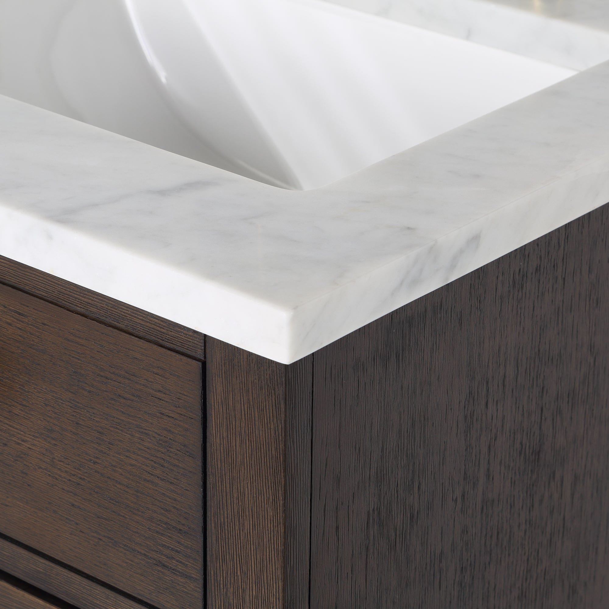 Chestnut 24 In. Single Sink Carrara White Marble Countertop Vanity In Brown Oak - Molaix732030764545CH24CW06BK-000000000