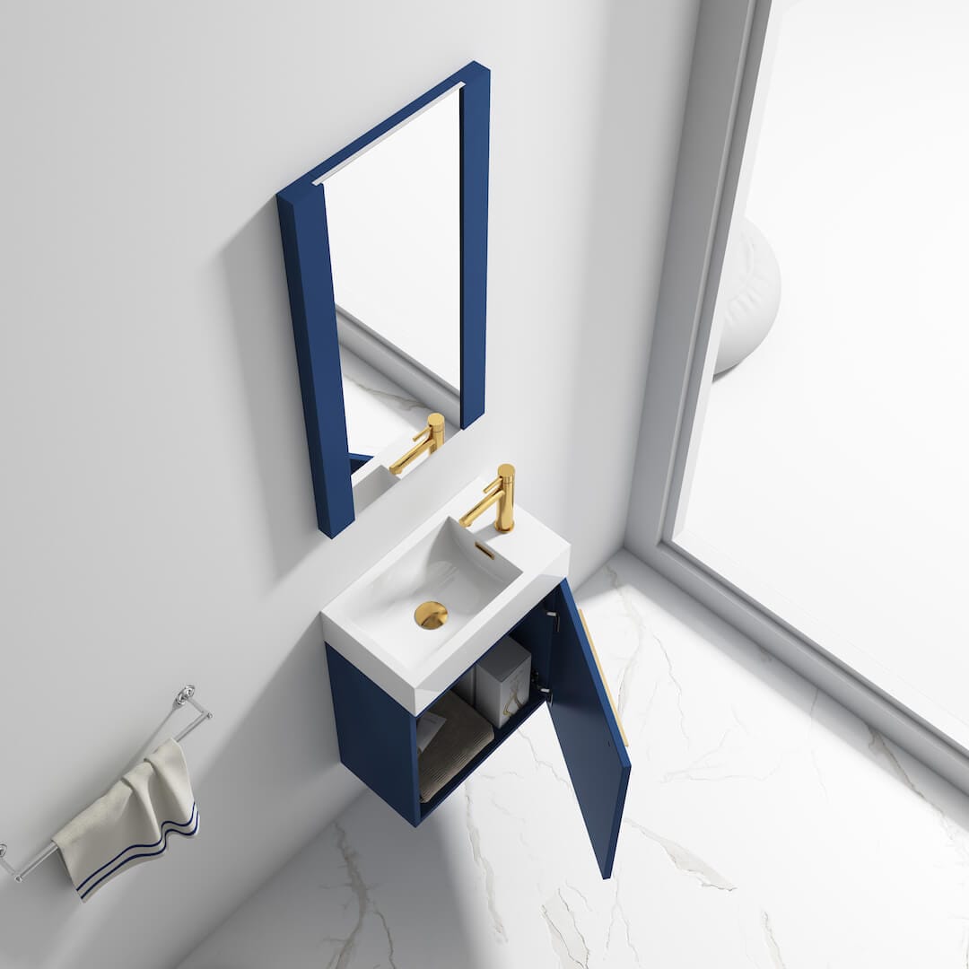 Colmar - 18 Inch Vanity with Acrylic Sink & Mirror - Navy Blue - Molaix842708122499Colmar004 18 25 A M
