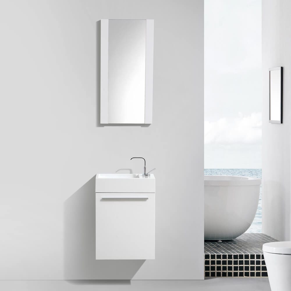 Colmar - 18 Inch Vanity with Acrylic Sink & Mirror - White - Molaix842708122437Colmar004 18 01 A M