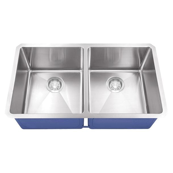 Dakota Signature Kitchen Sink w/ Micro Radius 32″ Low Divide Double Bowl 50/50 w/ grids - DSM-5050 - Molaix601946607522Kitchen SinksDSM-5050