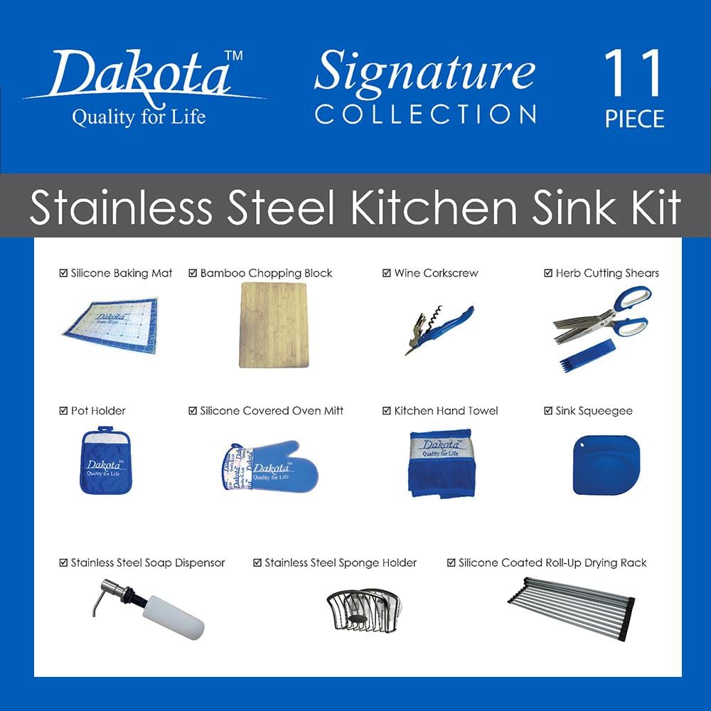 Dakota Signature – S-Series: 32" Zero Radius Kitchen Sink with Slanted Accessory Ledges - DSS-5050 - Molaix601946608130Kitchen SinksDSS-5050