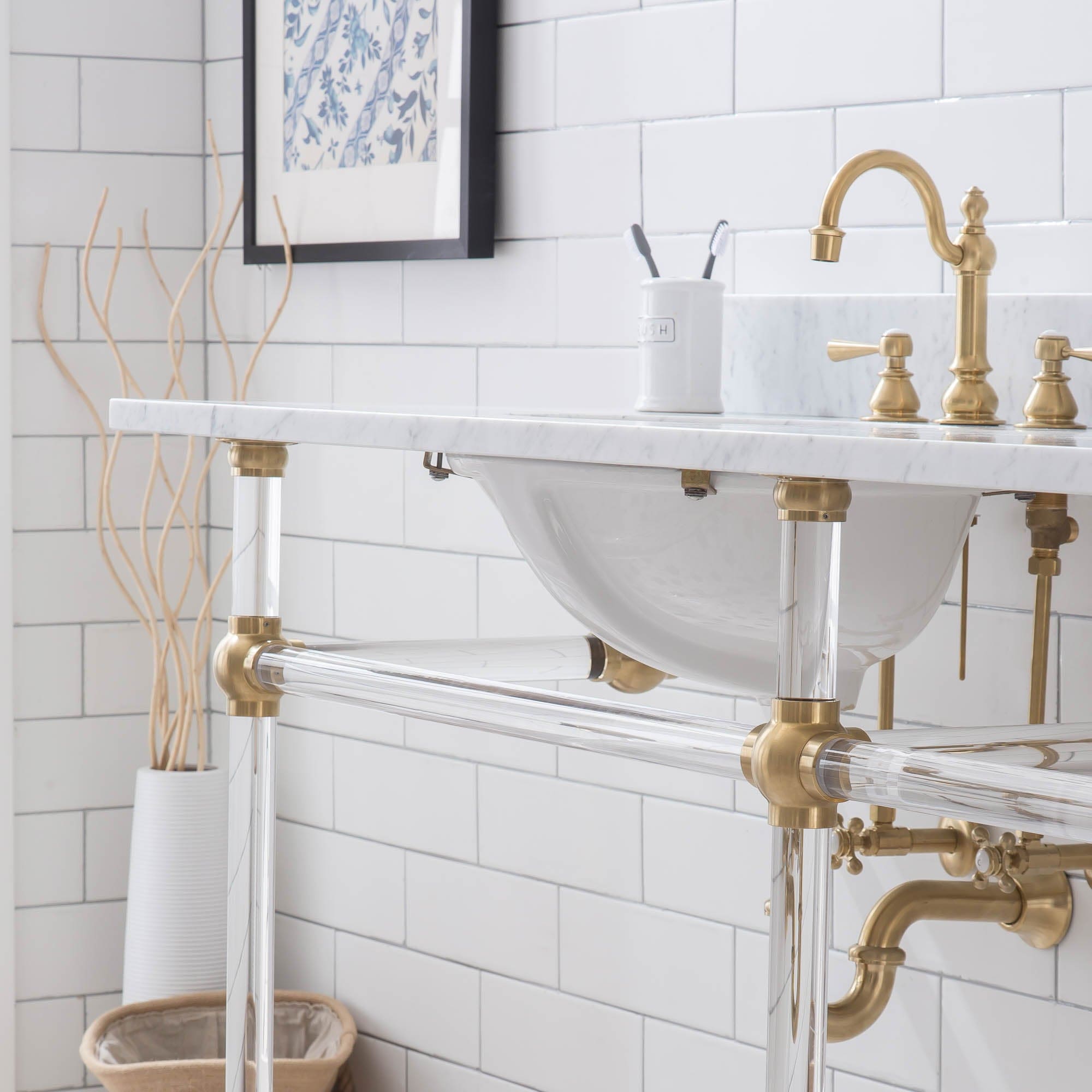 Empire 72 Inch Wide Double Wash Stand Only in Satin Gold Finish - Molaix732030763012EP72A-0600