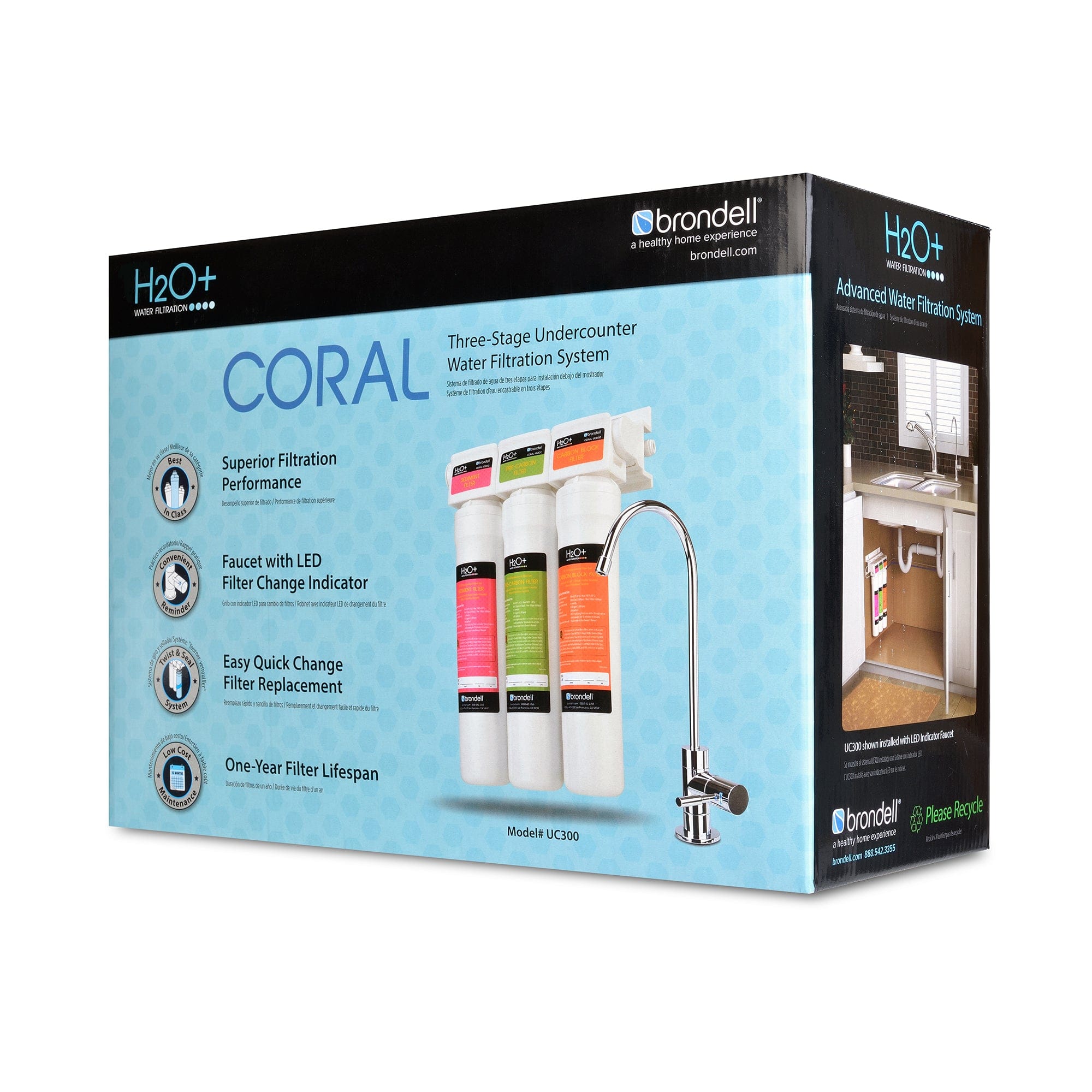 H2O+ Coral Three-Stage Undercounter Water Filtration System UC300 - Molaix - Molaix819911013524H2O+ UNDERCOUNTERUC300