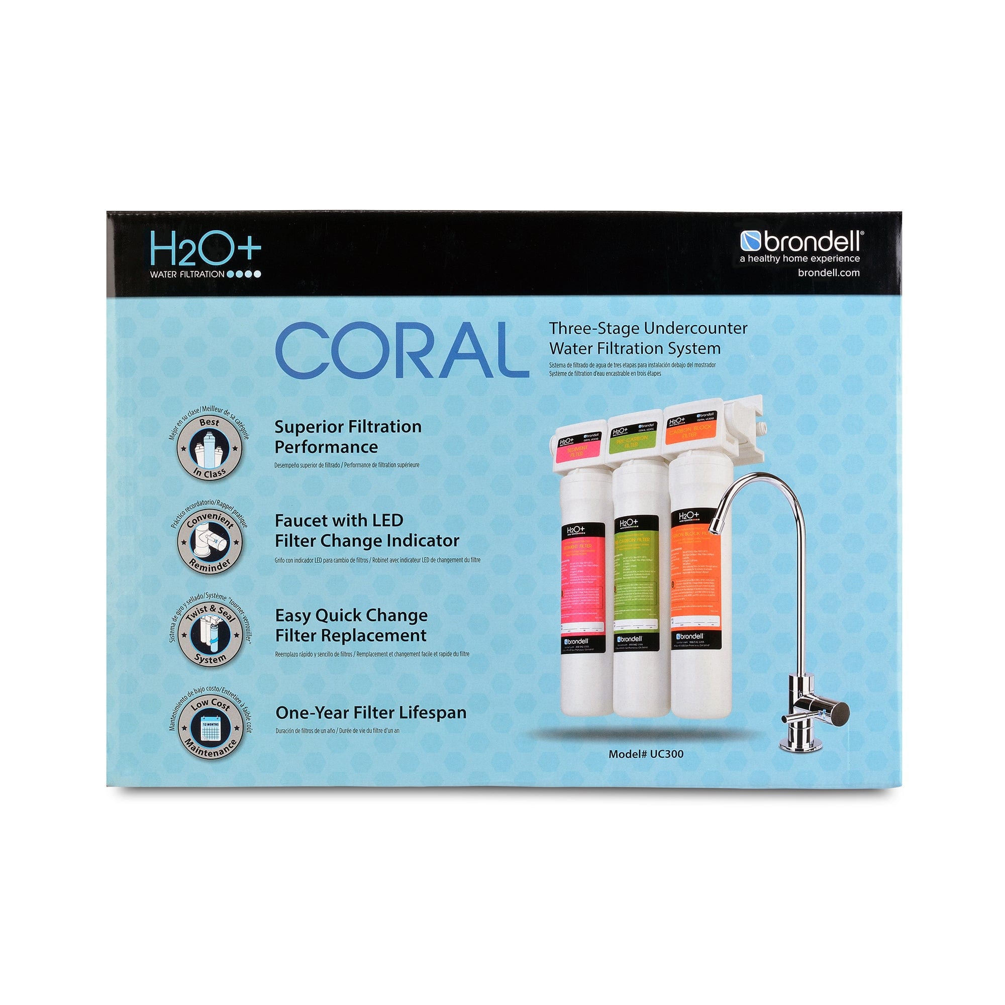 H2O+ Coral Three-Stage Undercounter Water Filtration System UC300 - Molaix - Molaix819911013524H2O+ UNDERCOUNTERUC300