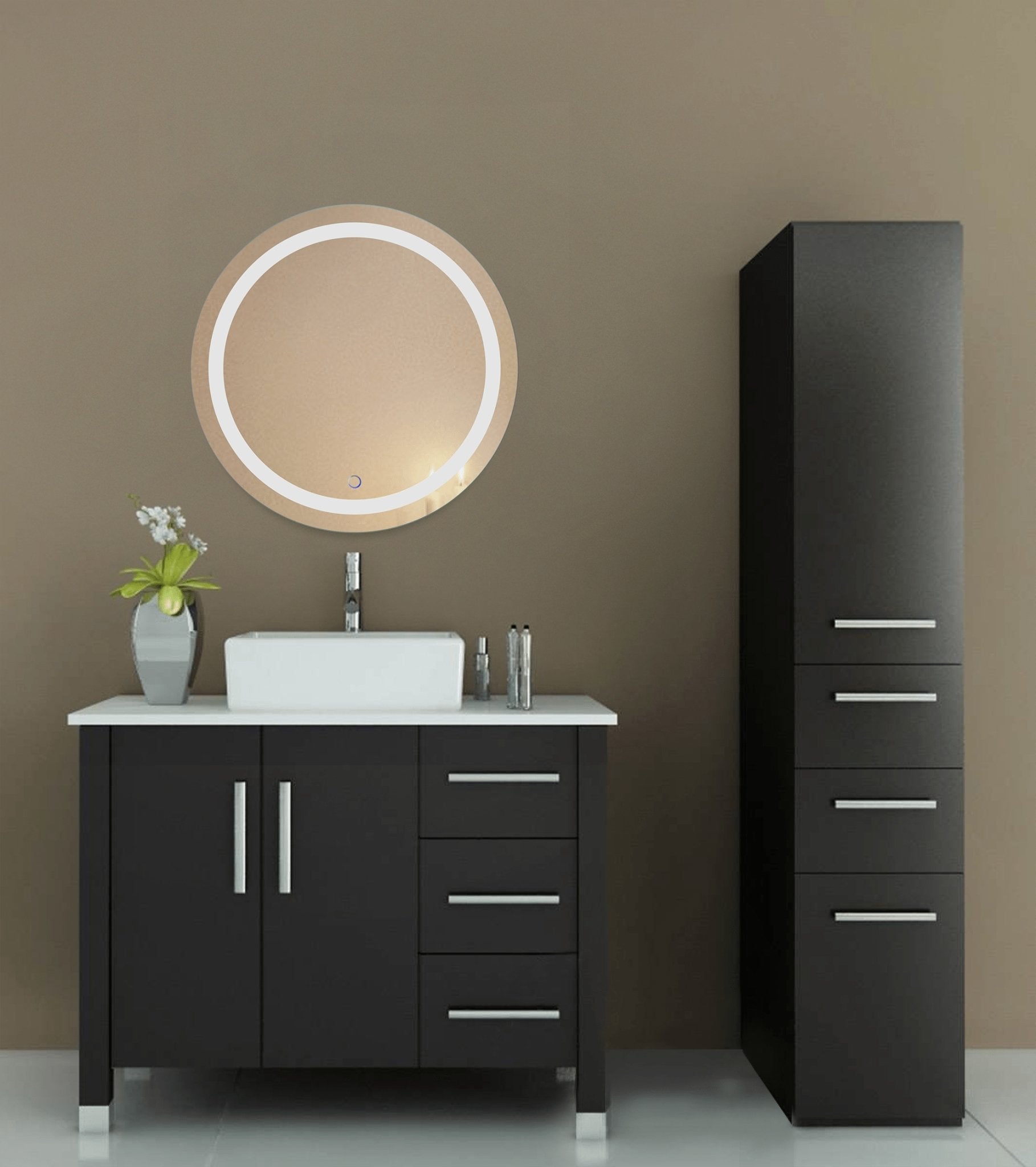 Icon Round 24" x 24" LED Bathroom Mirror w/ Dimmer & Defogger | Round Lighted Vanity Mirror - Molaix - Molaix853962007286Lighted Wall Mirror,RoundICON2424R