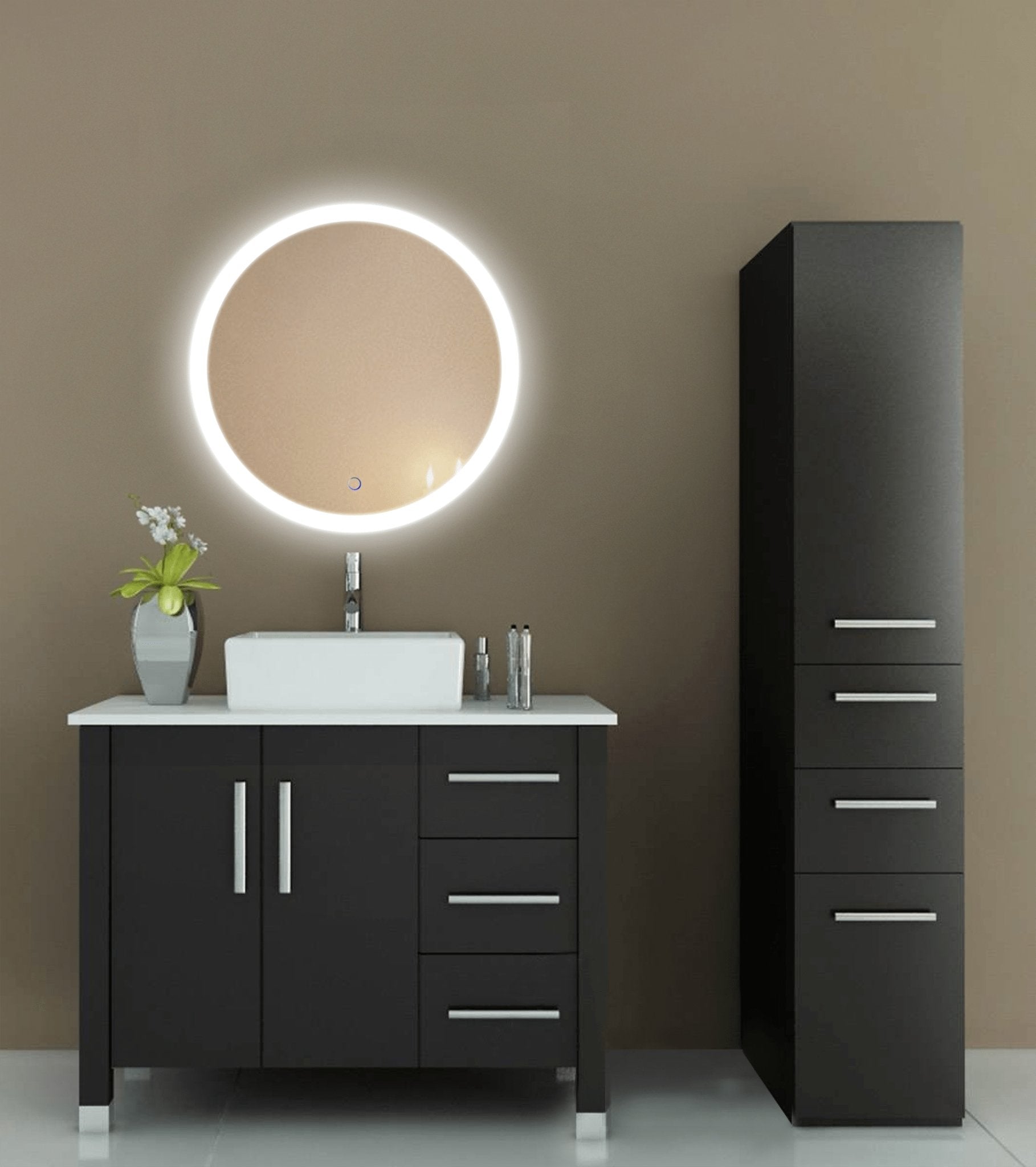 Icon Round 24" x 24" LED Bathroom Mirror w/ Dimmer & Defogger | Round Lighted Vanity Mirror - Molaix - Molaix853962007286Lighted Wall Mirror,RoundICON2424R