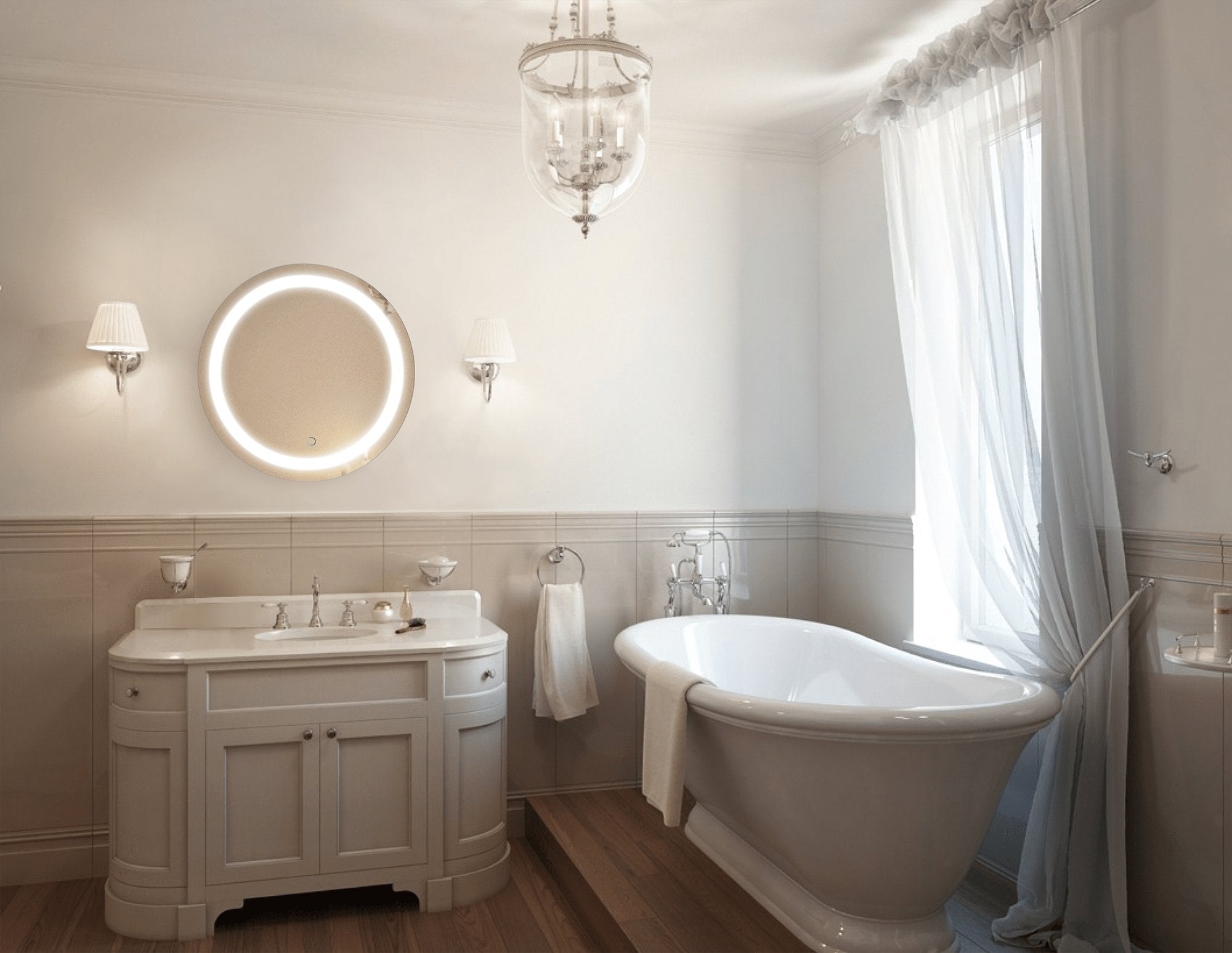 Icon Round 24" x 24" LED Bathroom Mirror w/ Dimmer & Defogger | Round Lighted Vanity Mirror - Molaix - Molaix853962007286Lighted Wall Mirror,RoundICON2424R