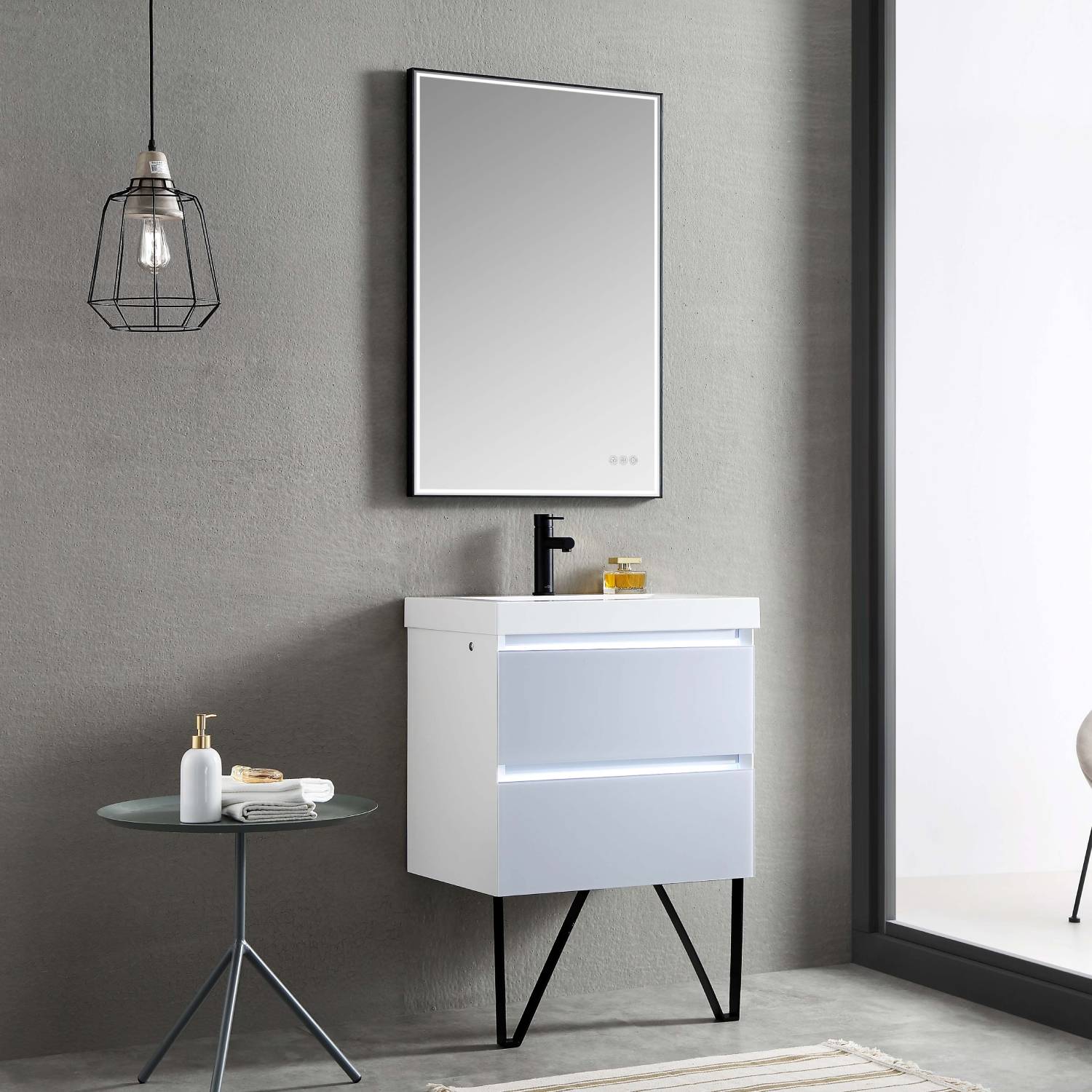 Jena - 24 Inch Vanity with Acrylic Sink - Light Grey - Molaix842708115910Jena018 24 24 A MT12