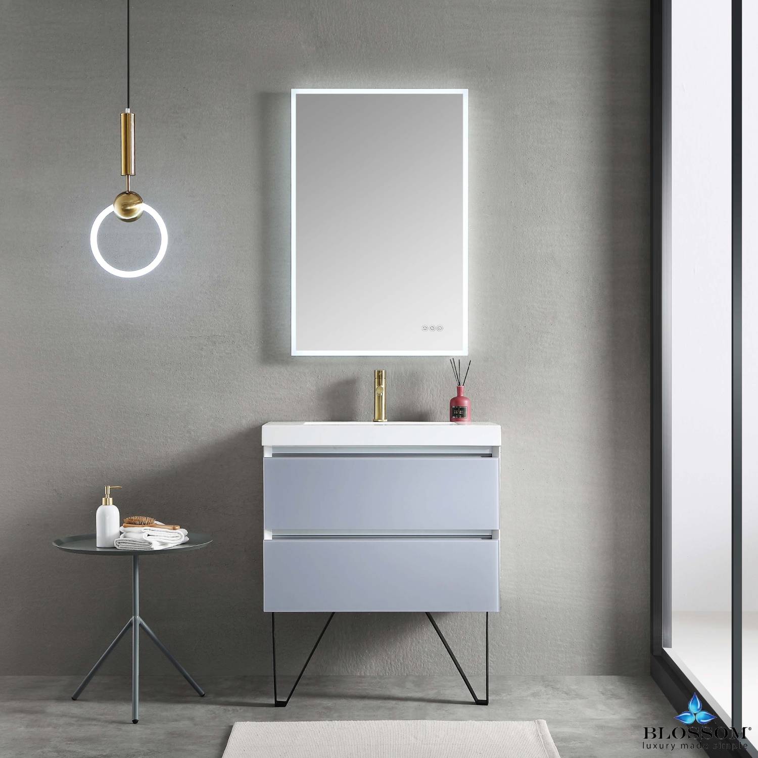 Jena - 30 Inch Vanity with Acrylic Sink - Light Grey - Molaix842708115965Jena018 30 24 A MT12
