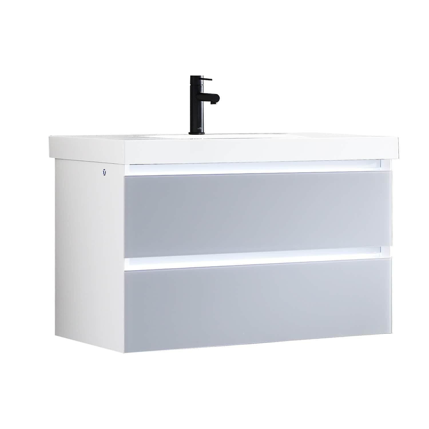 Jena - 36 Inch Vanity with Acrylic Sink - Light Grey - Molaix842708116023Jena018 36 24 A MT12