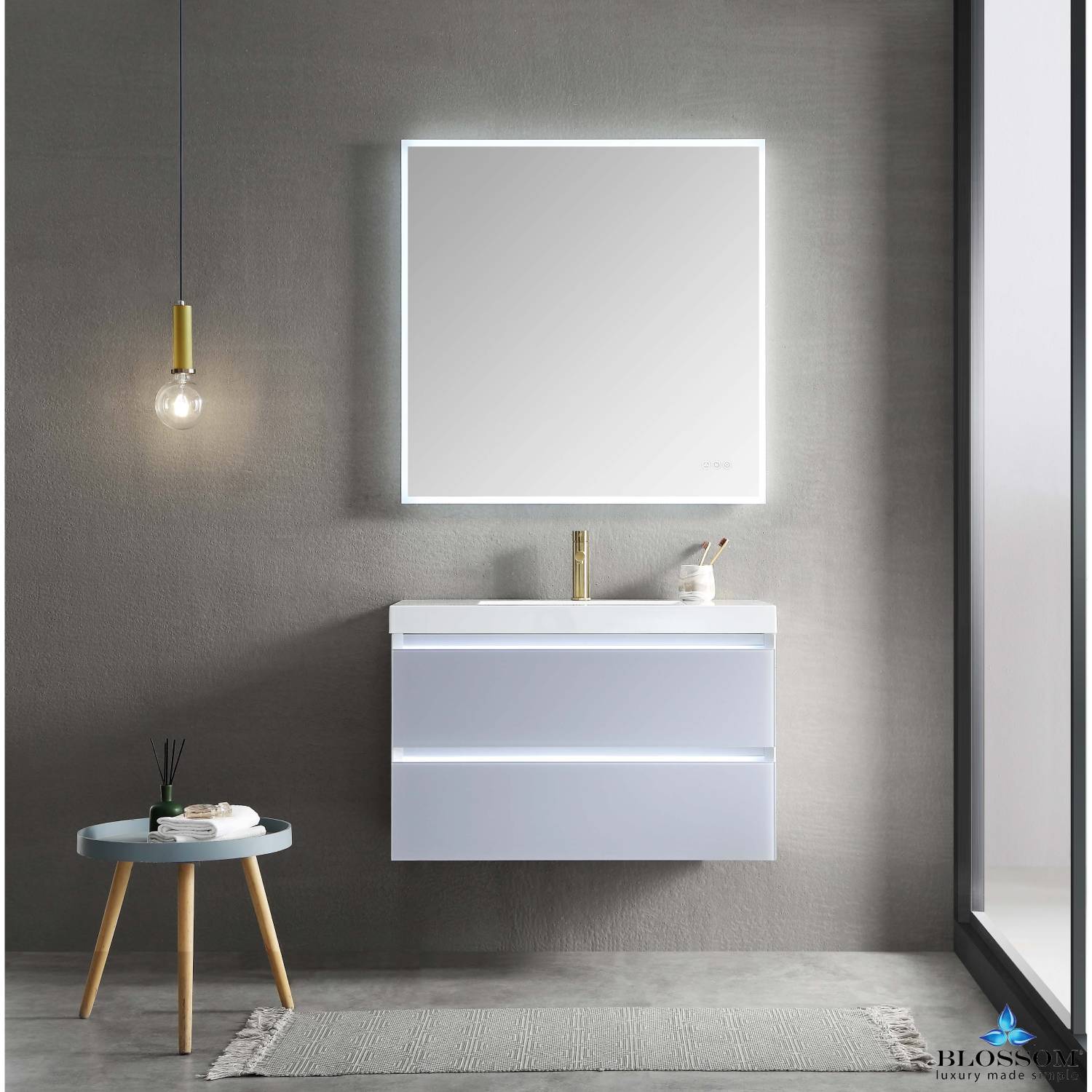 Jena - 36 Inch Vanity with Acrylic Sink - Light Grey - Molaix842708116023Jena018 36 24 A MT12