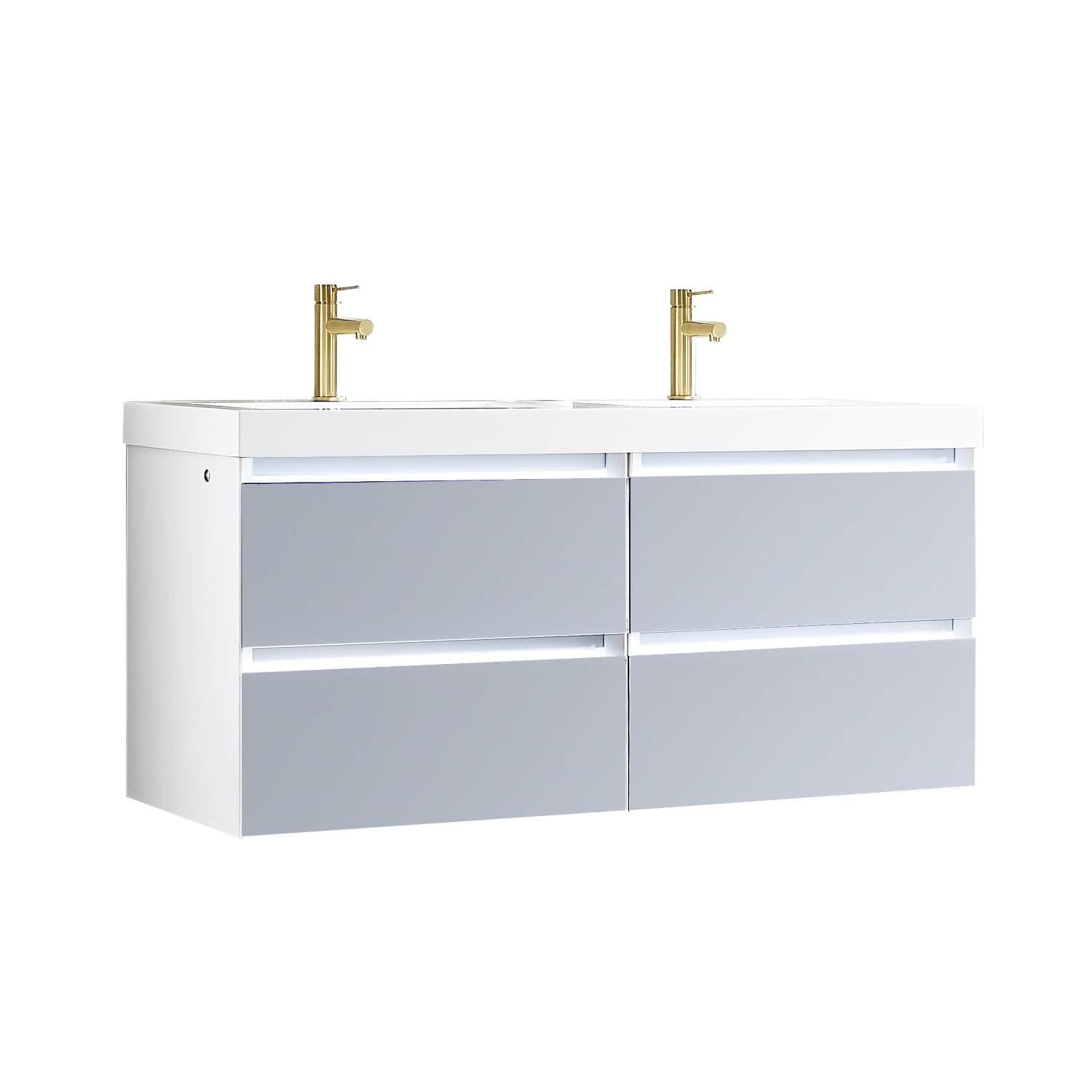 Jena - 48 Inch Vanity with Acrylic Double Sinks - Light Grey - Molaix842708122611Jena018 48 24D A MT12