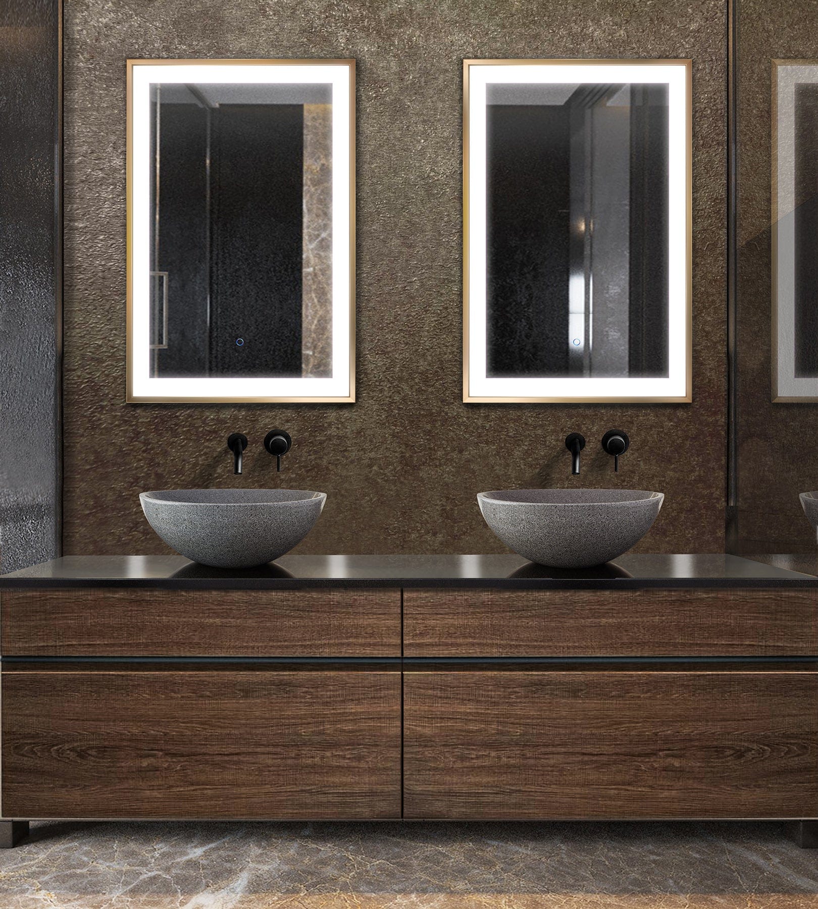 Krugg Soho 24" X 36" Gold LED Bathroom Mirror - Molaix - Molaix850003475783Framed Lighted Mirrors,RectangleSOHO2436G