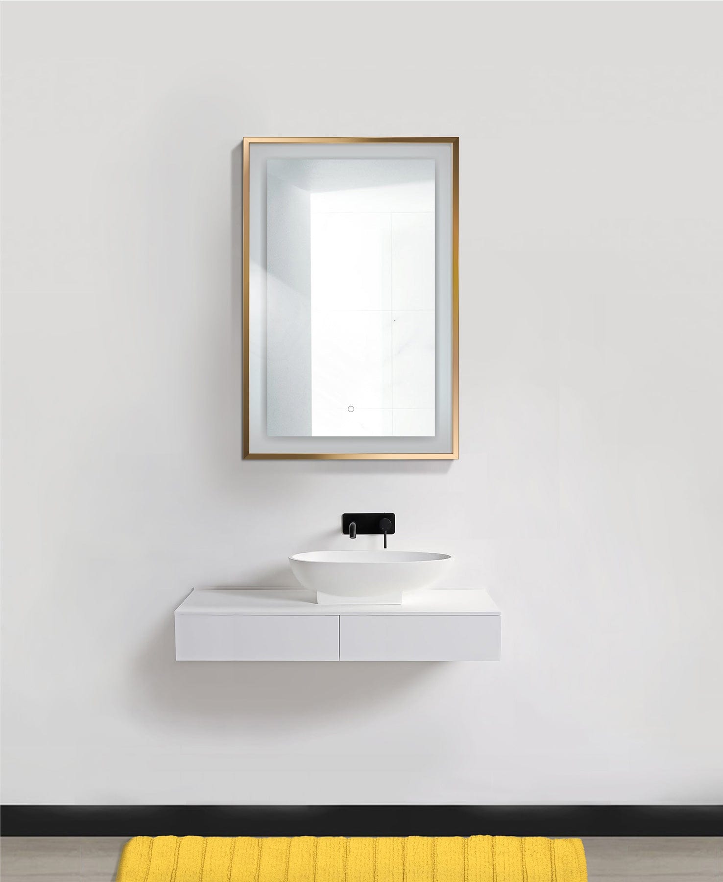 Krugg Soho 24" X 36" Gold LED Bathroom Mirror - Molaix - Molaix850003475783Framed Lighted Mirrors,RectangleSOHO2436G