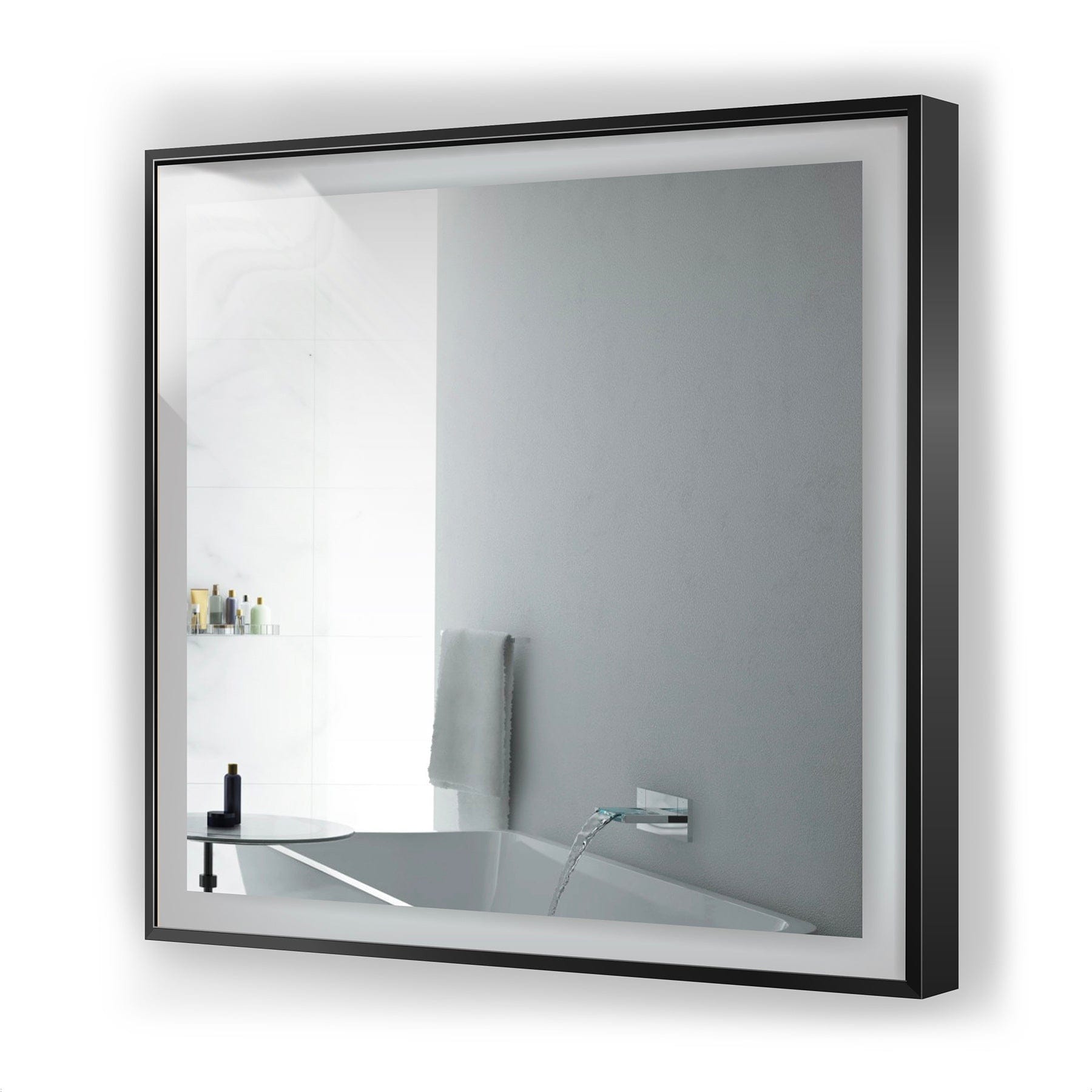 Krugg Soho 36" X 36" Black LED Bathroom Mirror - Molaix - Molaix850003475806Framed Lighted Mirrors,SquareSOHO3636B