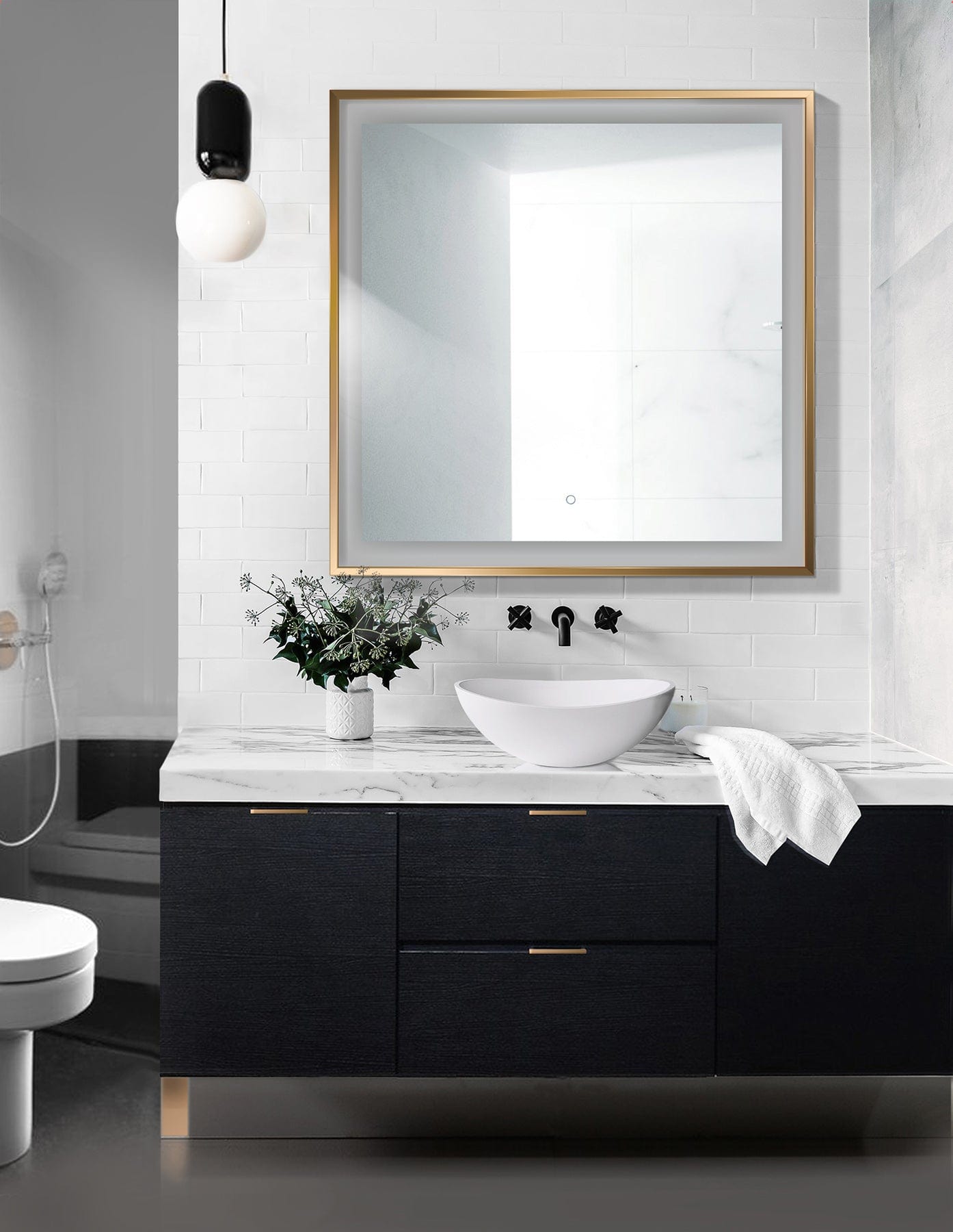Krugg Soho 36" X 36" Gold LED Bathroom Mirror - Molaix - Molaix850003475813Framed Lighted Mirrors,SquareSOHO3636G
