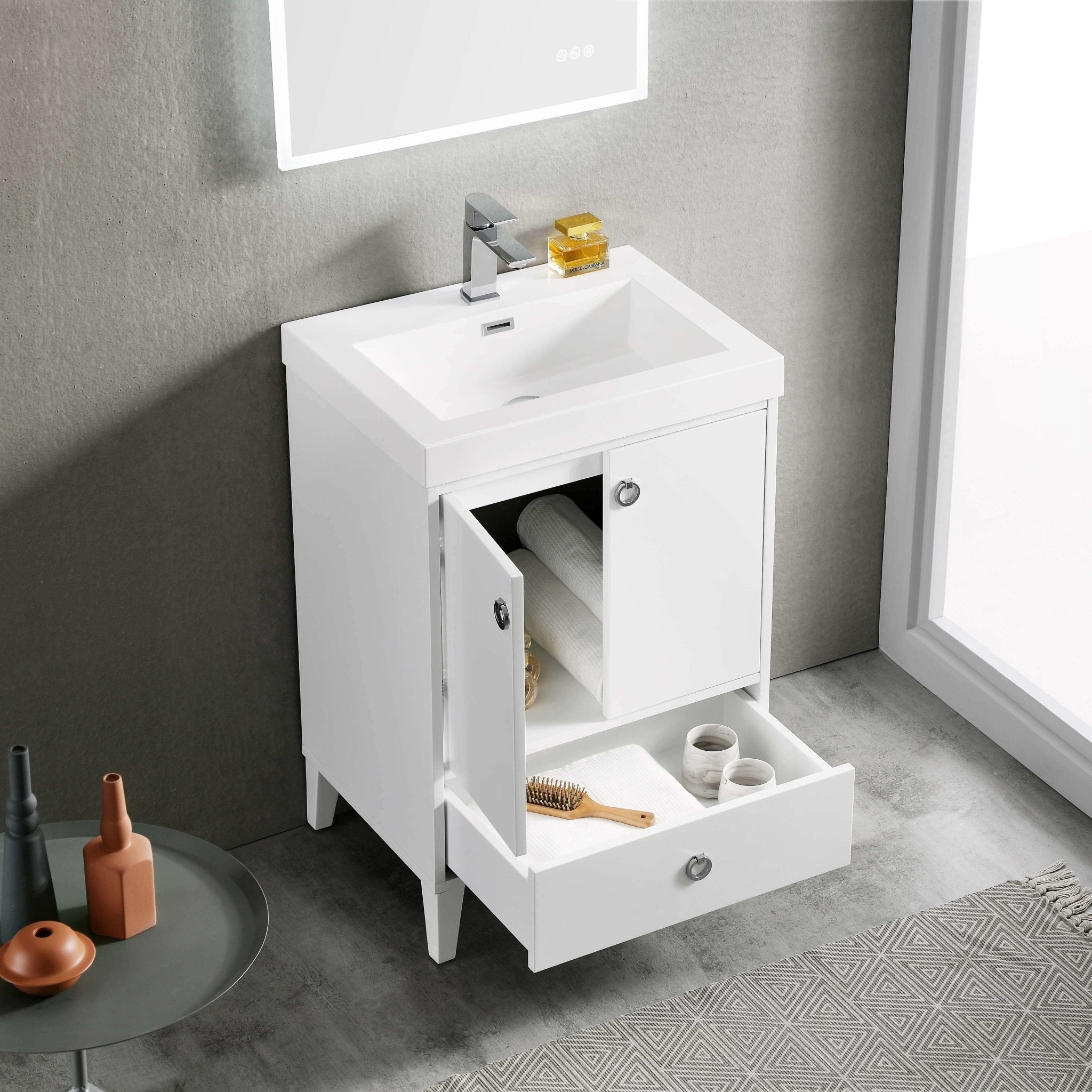Lyon - 24 Inch Vanity Base Only - White - Molaix842708123298LyonV8023 24 01