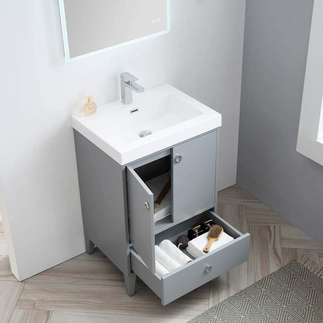 Lyon - 24 Inch Vanity with Acrylic Sink - Metal Gray - Molaix842708116221Lyon023 24 15 A