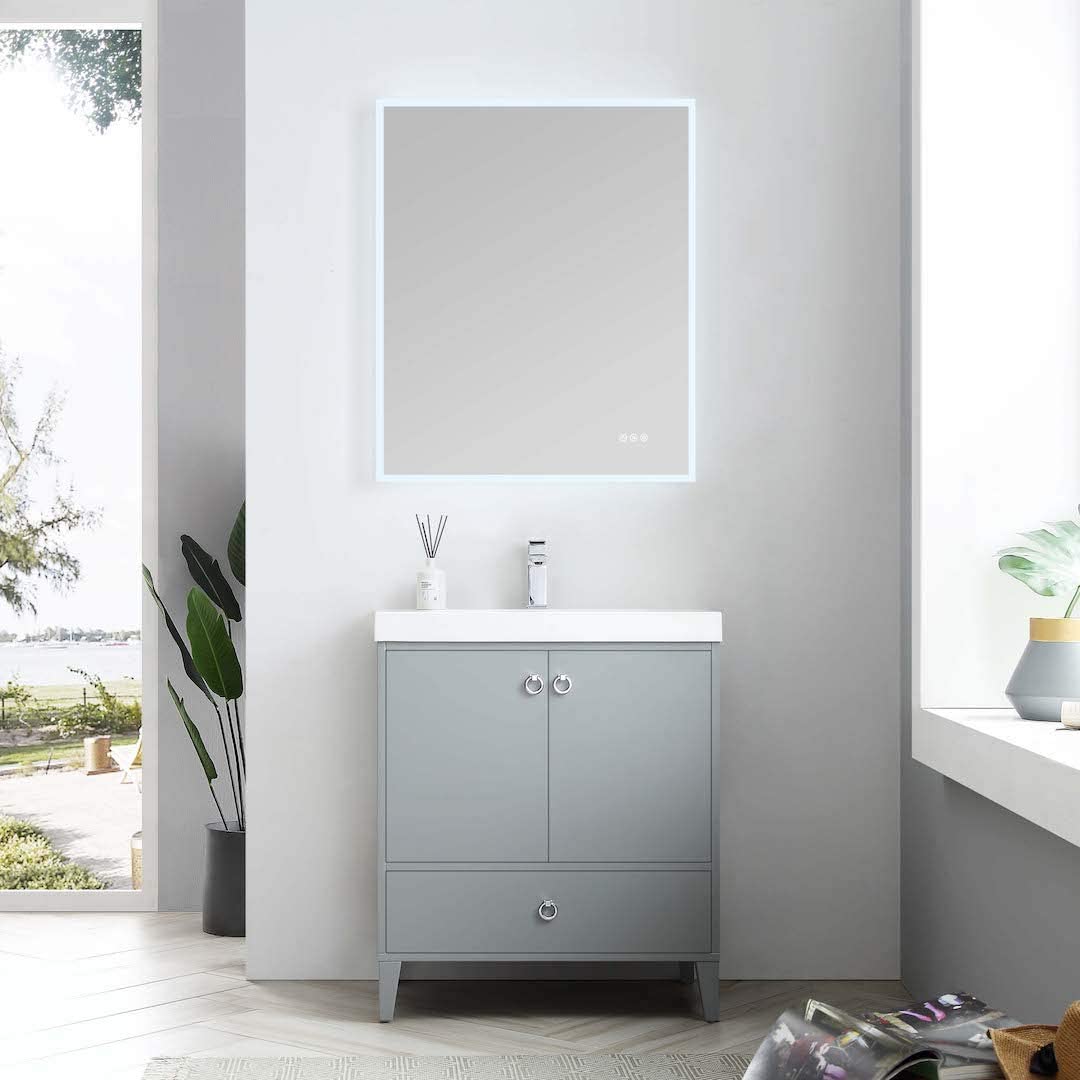 Lyon - 30 Inch Vanity with Acrylic Sink - Metal Gray - Molaix842708116269Lyon023 30 15 A