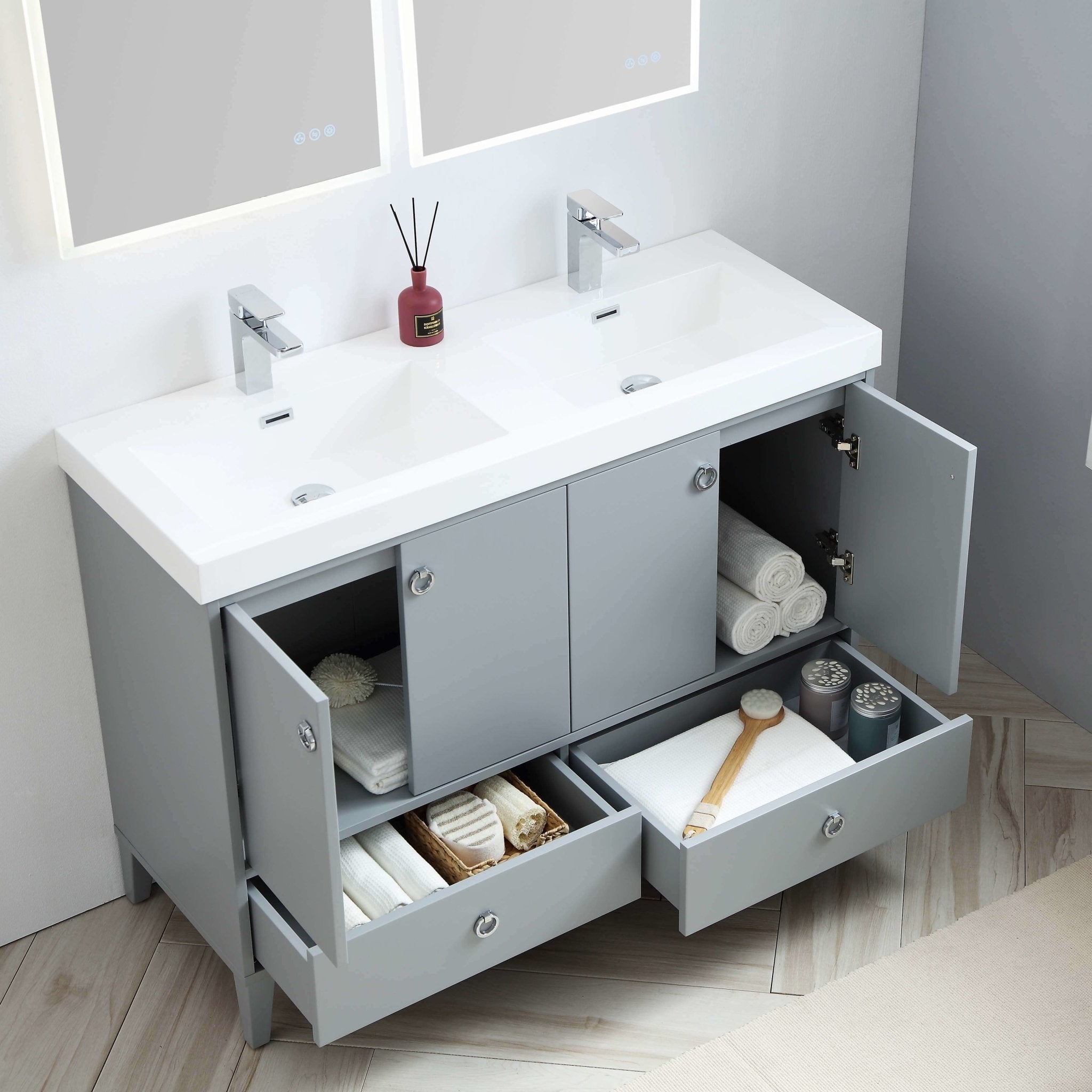 Lyon - 48 Inch Vanity with Acrylic Double Sinks - Metal Gray - Molaix842708123427Lyon023 48 15D A