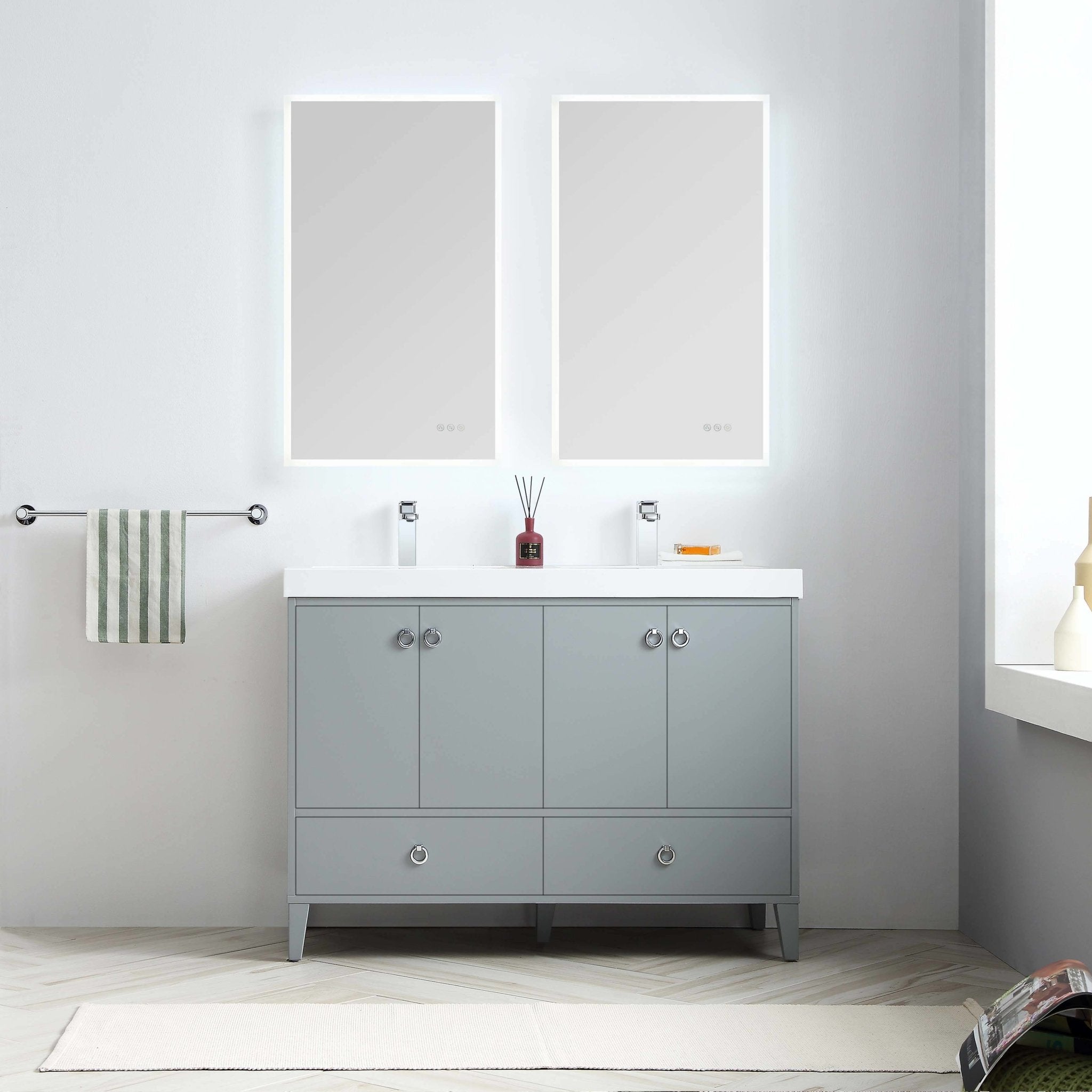 Lyon - 48 Inch Vanity with Acrylic Double Sinks - Metal Gray - Molaix842708123427Lyon023 48 15D A