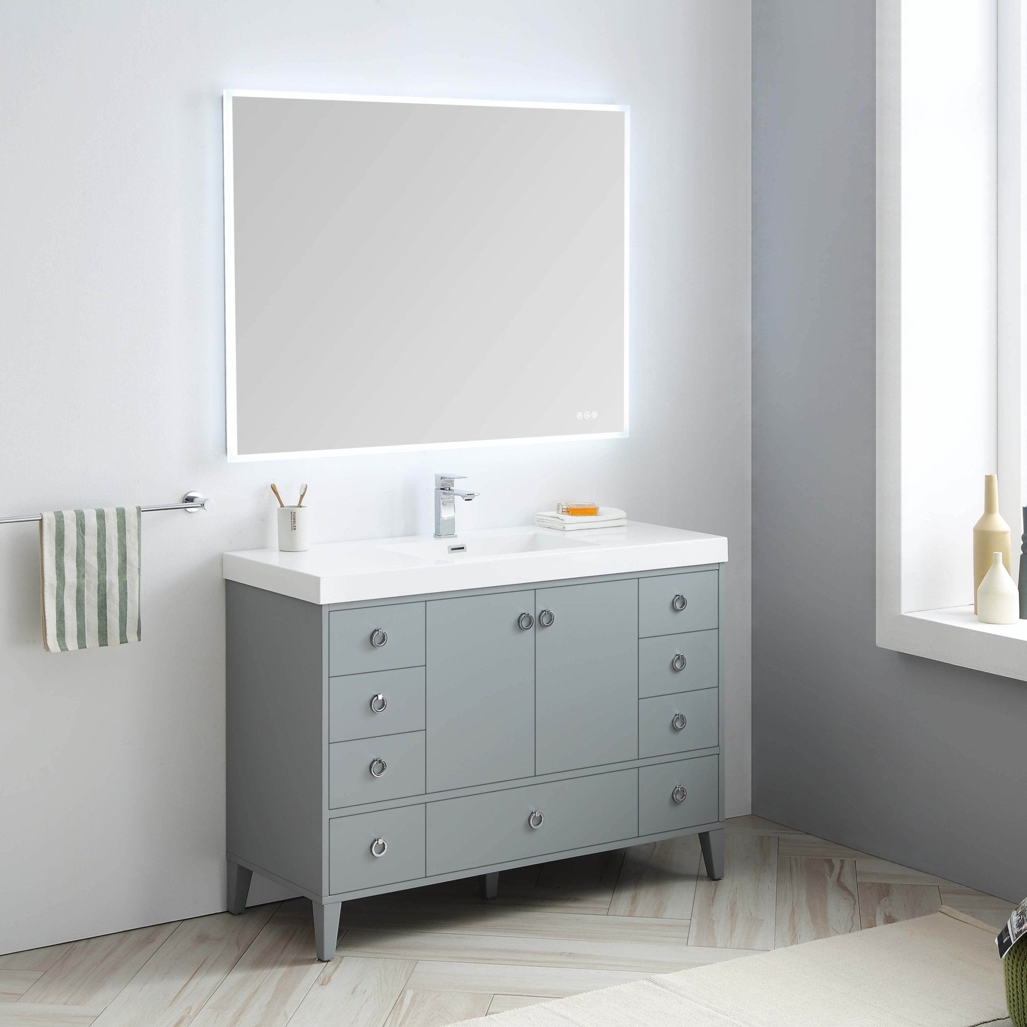 Lyon - 48 Inch Vanity with Acrylic Single Sink - Metal Gray - Molaix842708123403Lyon023 48 15S A