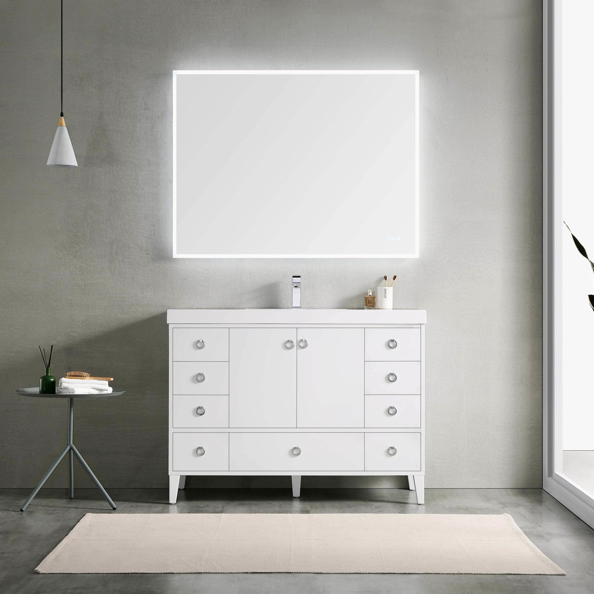 Lyon - 48 Inch Vanity with Acrylic Single Sink - White - Molaix842708123366Lyon023 48 01S A
