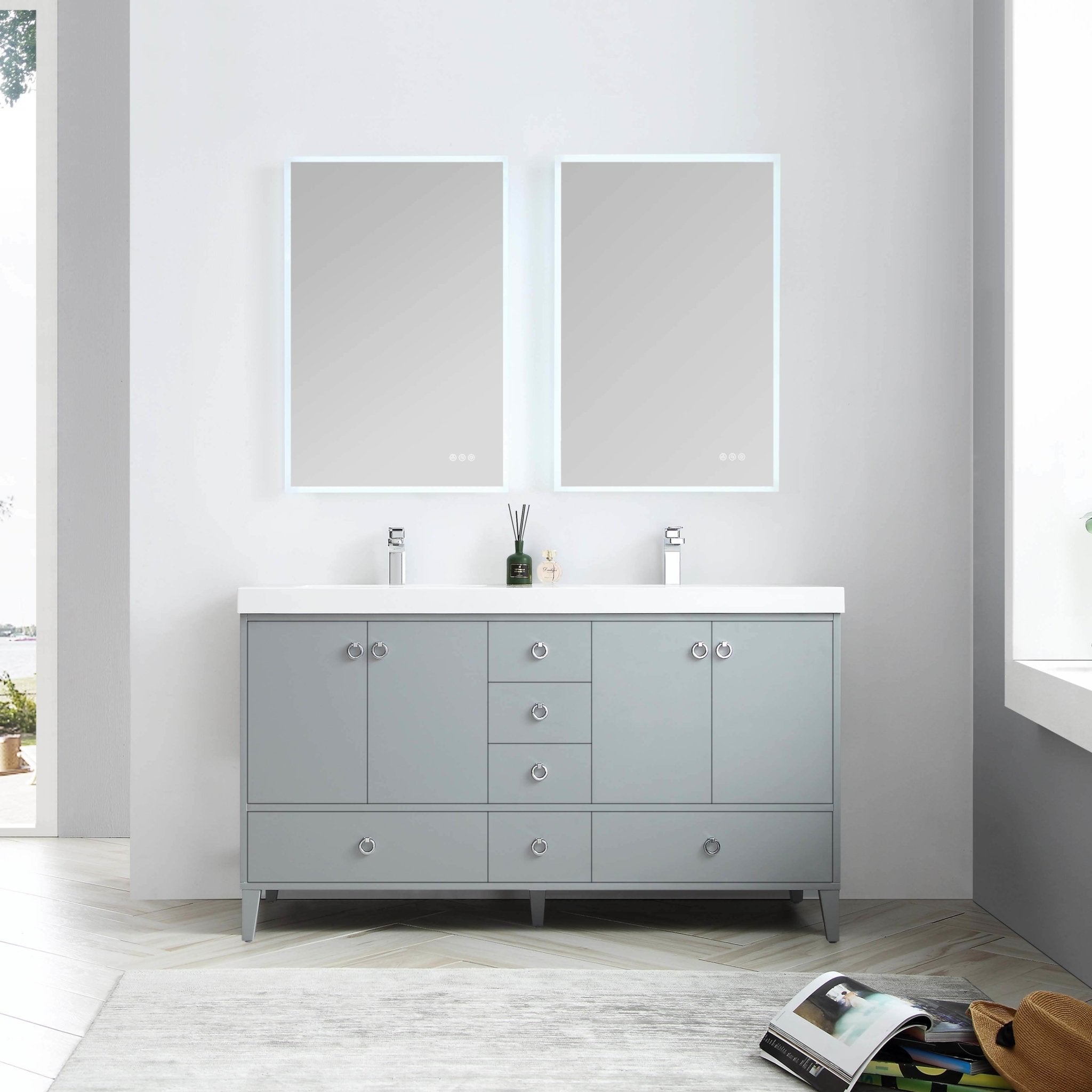 Lyon - 60 Inch Vanity with Acrylic Sink - Metal Gray - Molaix842708123465Lyon023 60 15