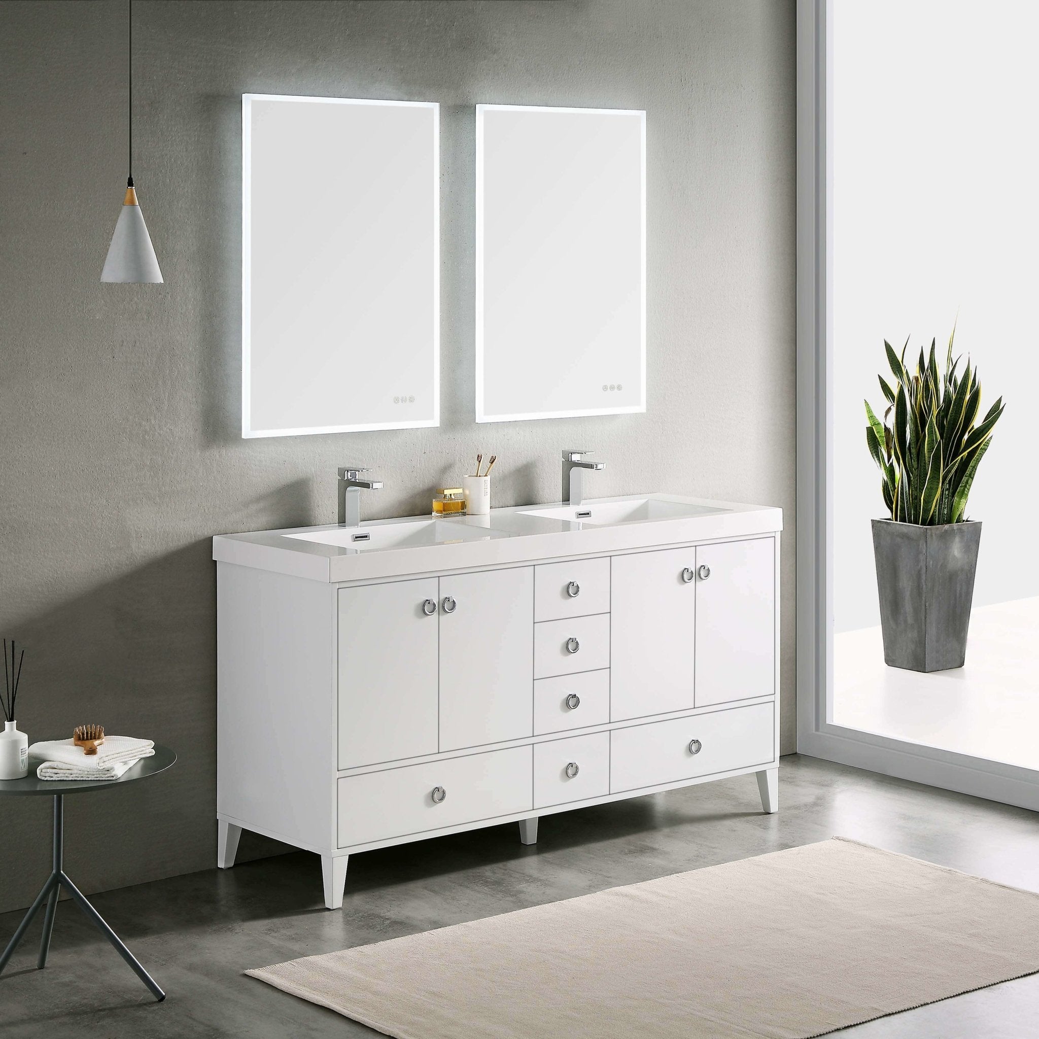 Lyon - 60 Inch Vanity with Acrylic Sink - White - Molaix842708123441Lyon023 60 01
