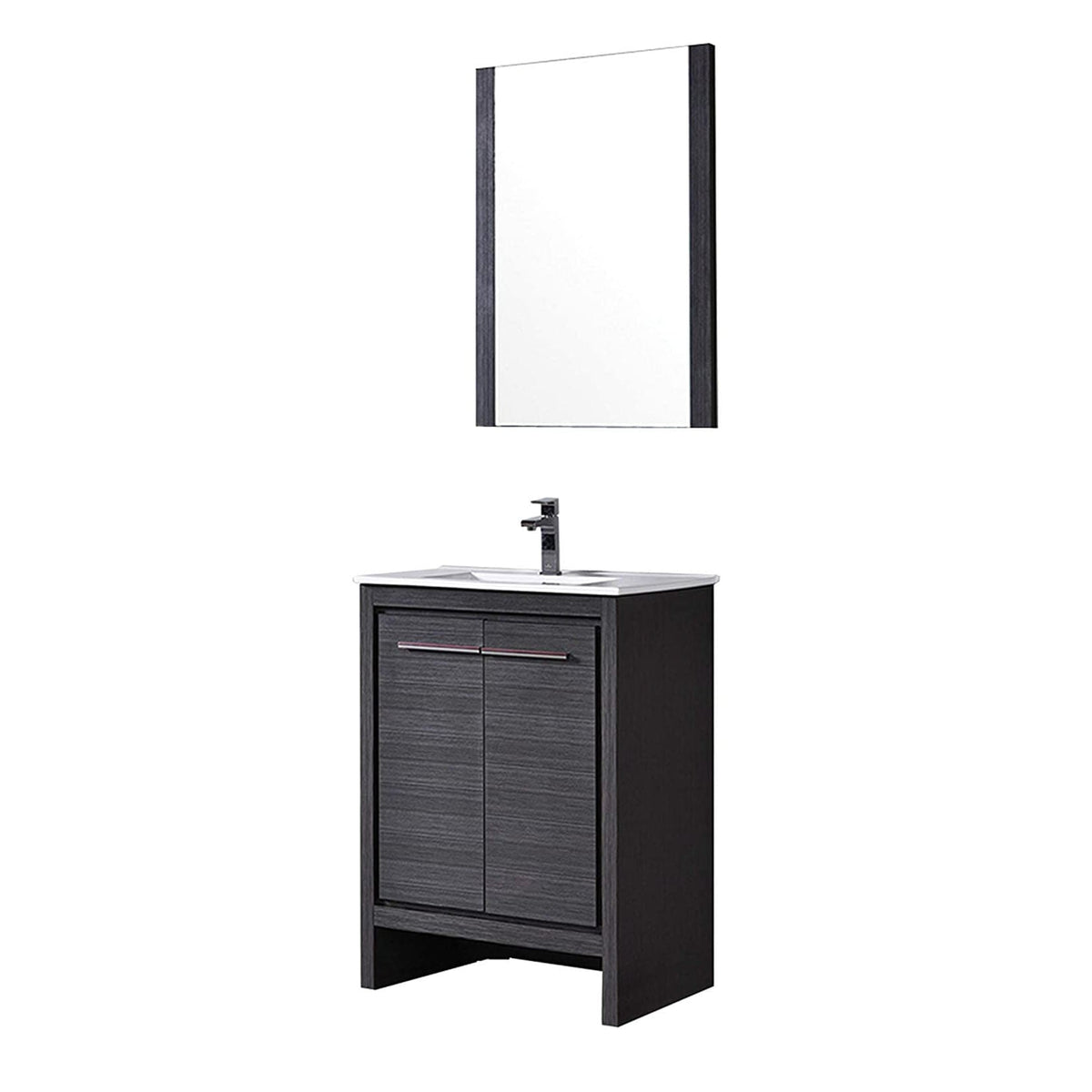 Milan 24 Inch Vanity with Ceramic Sink & Mirror Silver Grey Molaix