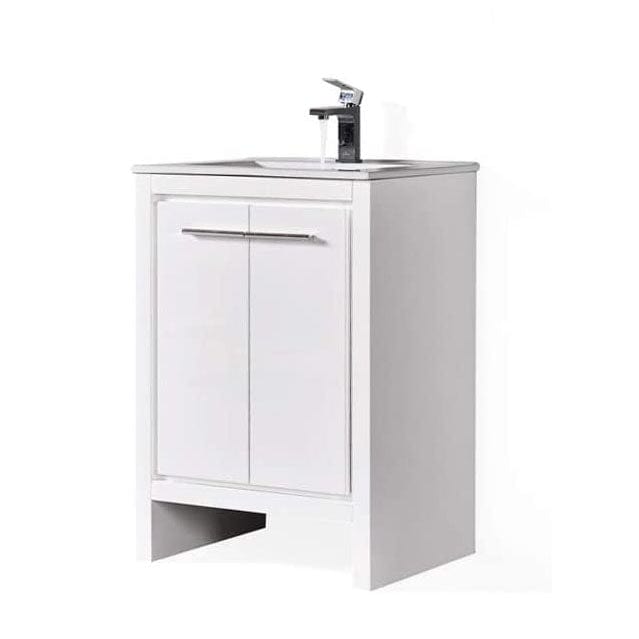 Milan - 24 Inch Vanity with Ceramic Sink - White - Molaix842708123922Milan014 24 01 C