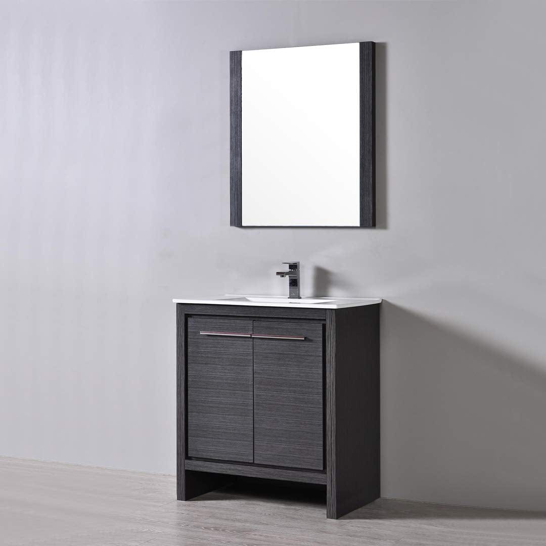 Milan - 30 Inch Vanity with Ceramic Sink - Silver Grey - Molaix842708124011Milan014 30 16 C