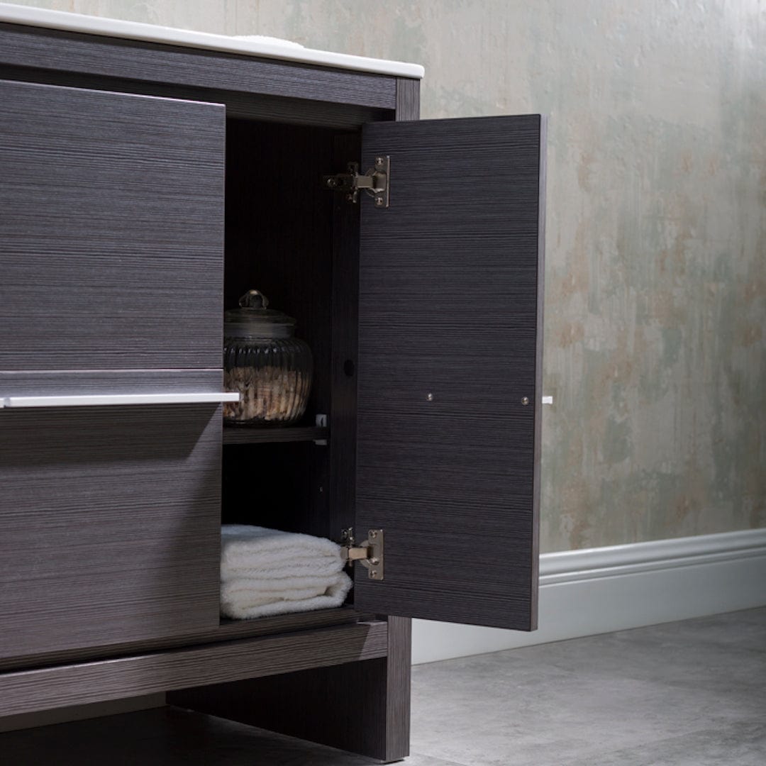 Milan - 36 Inch Vanity with Ceramic Sink & Mirrored Medicine Cabinet - Silver Grey - Molaix842708124097Milan014 36 16 C MC