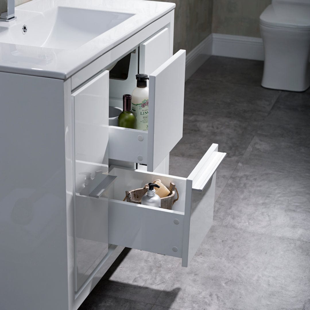 Milan - 36 Inch Vanity with Ceramic Sink - White - Molaix842708124042Milan014 36 01 C