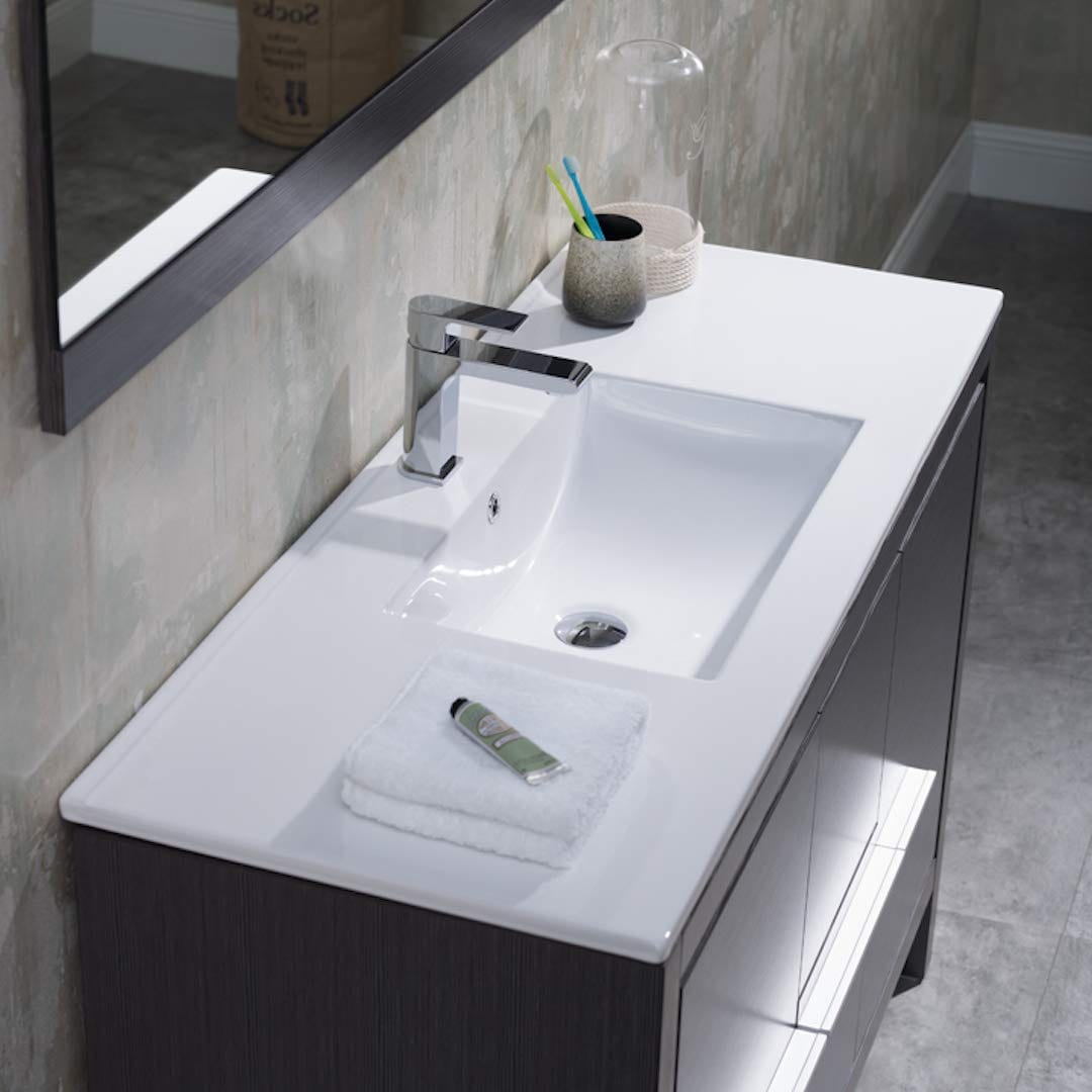 Milan - 48 Inch Vanity with Ceramic Single Sink & Mirror - Silver Grey - Molaix842708124172Milan014 48 16S C M