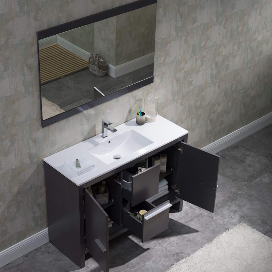 Milan - 48 Inch Vanity with Ceramic Single Sink - Silver Grey - Molaix842708124158Milan014 48 16S C