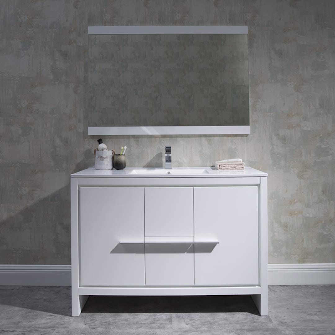 Milan - 48 Inch Vanity with Ceramic Single Sink - White - Molaix842708124103Milan014 48 01S C