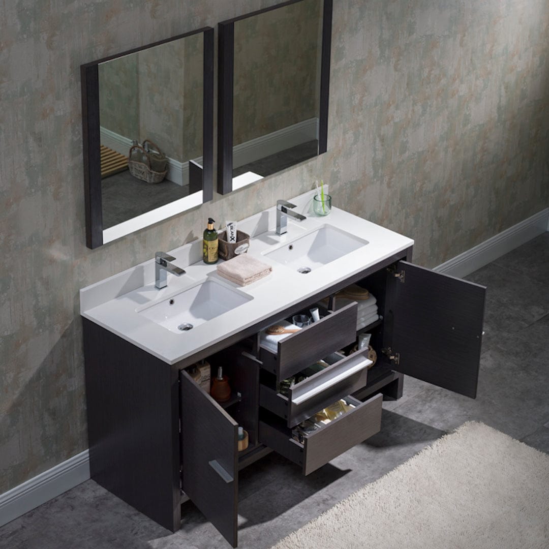 Milan - 60 Inch Vanity with Ceramic Sink - Silver Grey - Molaix842708124233Milan014 60 16 C