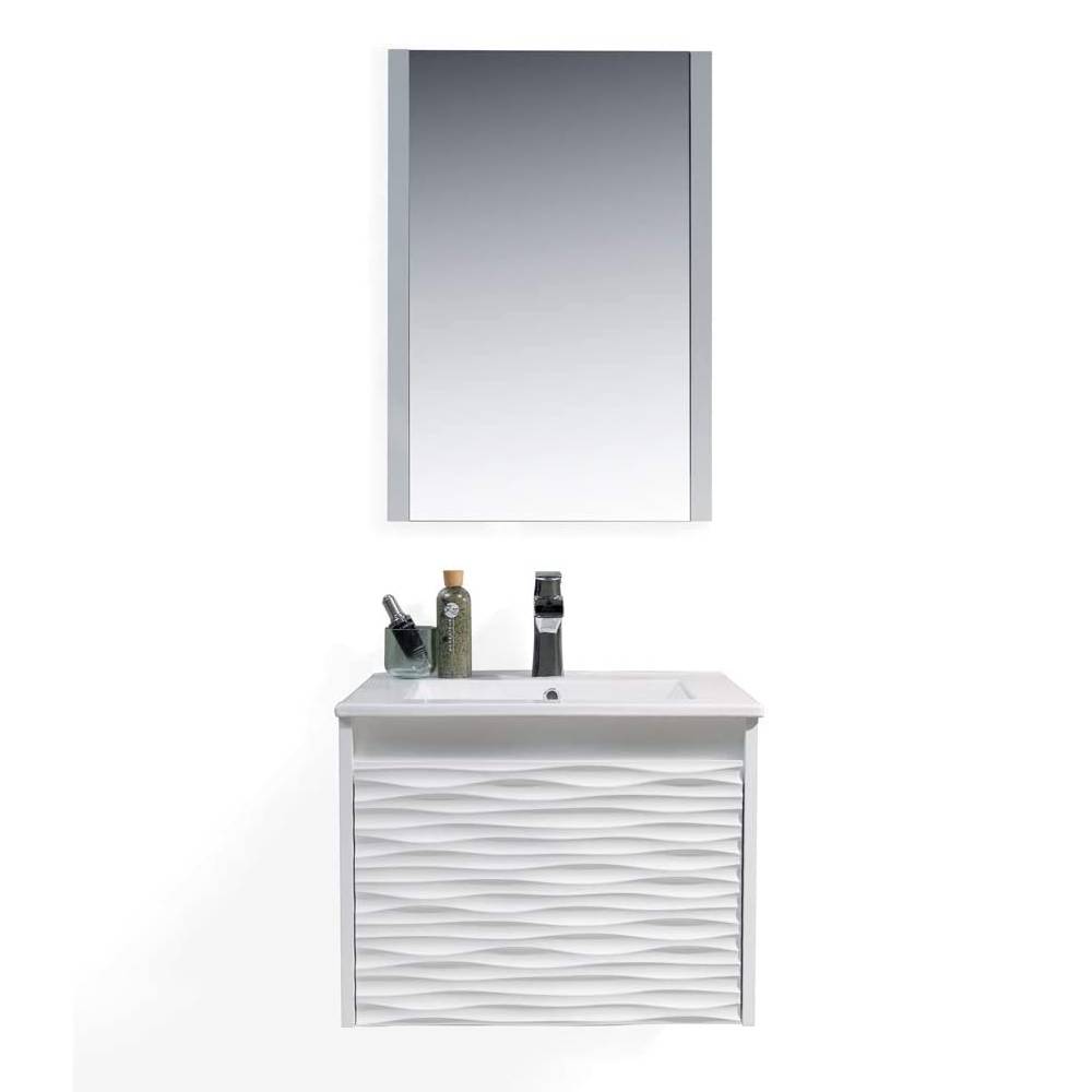 Paris - 24 Inch Vanity with Ceramic Sink & Mirror - White - Molaix842708122376Paris008 24 01 C M
