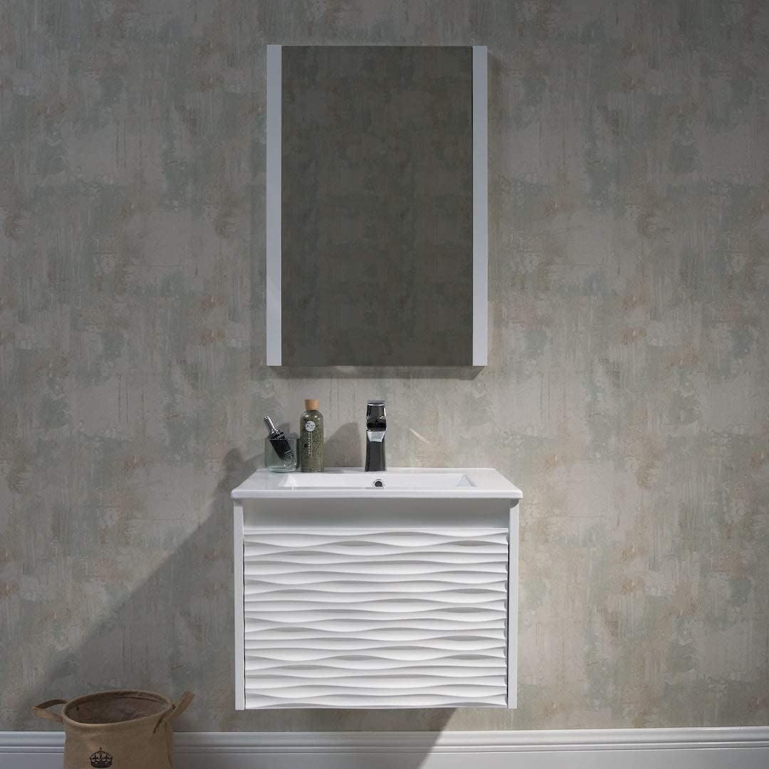 Paris - 24 Inch Vanity with Ceramic Sink - White - Molaix842708117433Paris008 24 01 C