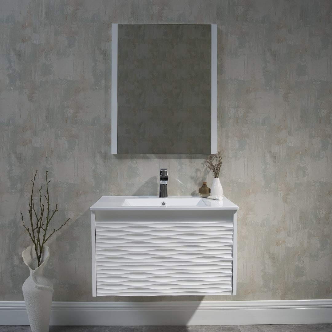 Paris - 30 Inch Vanity with Ceramic Sink & Mirror - White - Molaix842708122352Paris008 30 01 C M