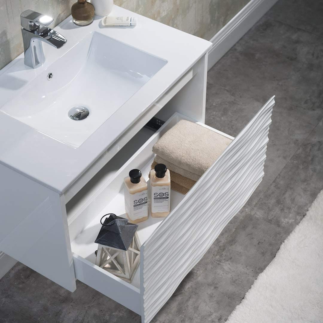 Paris - 30 Inch Vanity with Ceramic Sink & Mirror - White - Molaix842708122352Paris008 30 01 C M