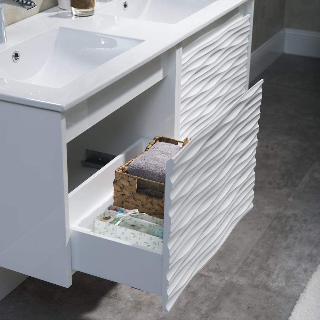 Paris - 48 Inch Vanity with Ceramic Double Sinks - White - Molaix842708122390Paris008 48 01D C